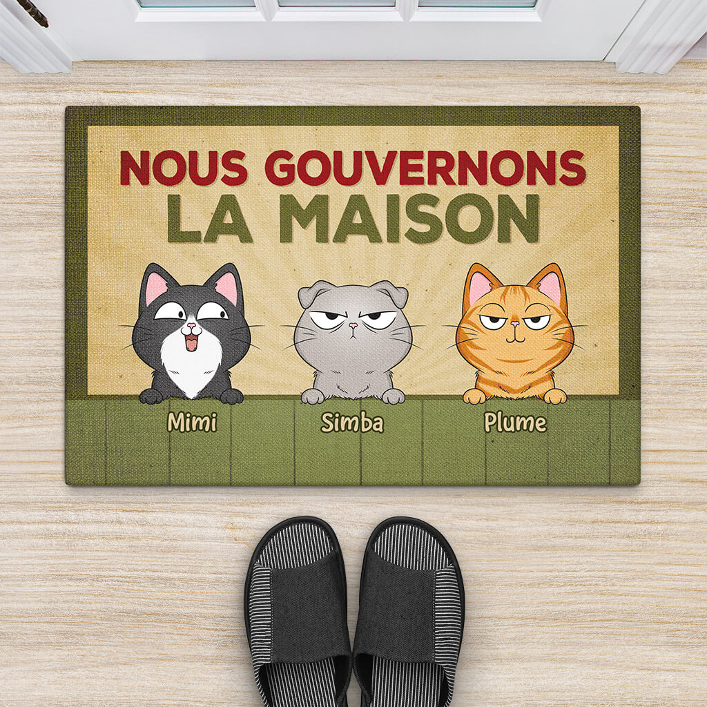 Tapis Personnalisé Chat - Nous Gouvernons La Maison - Chat Vintage - Image 2