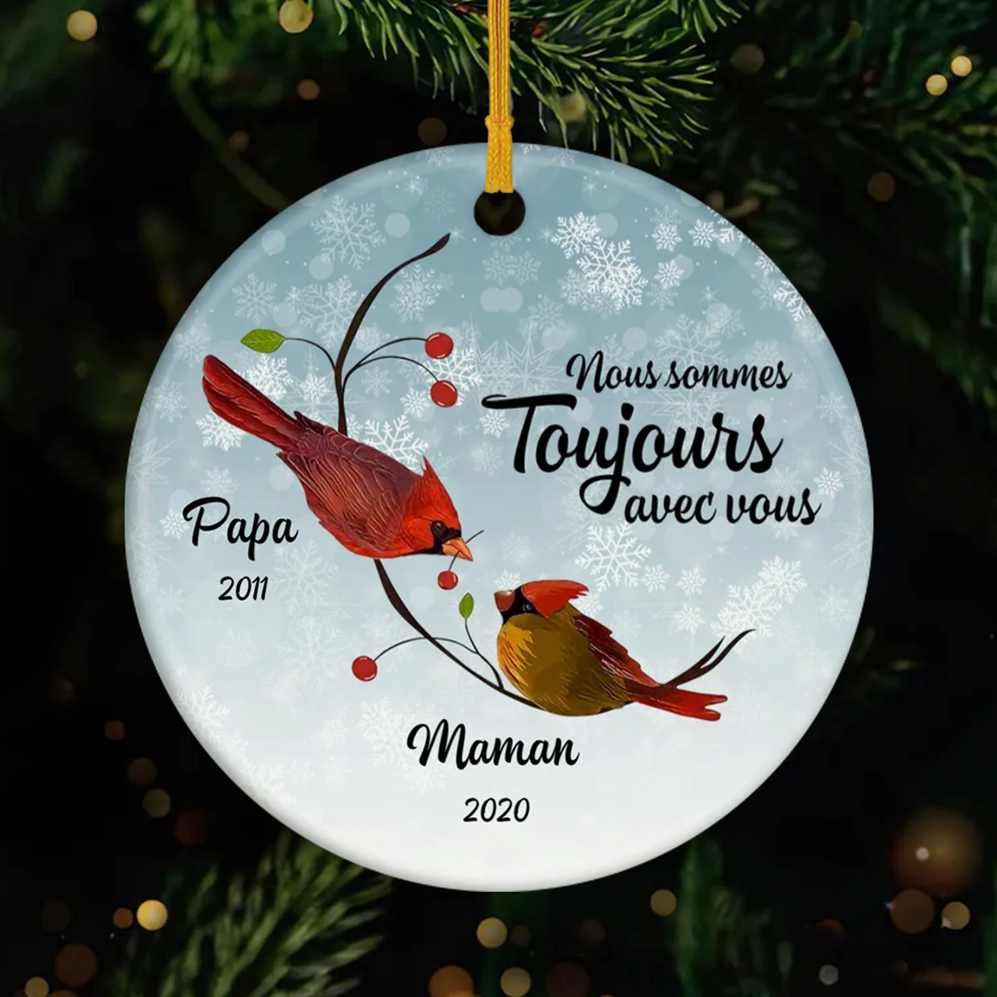 Ornement Nous sommes toujours avec vous, cardinaux oiseaux Personnalisé
