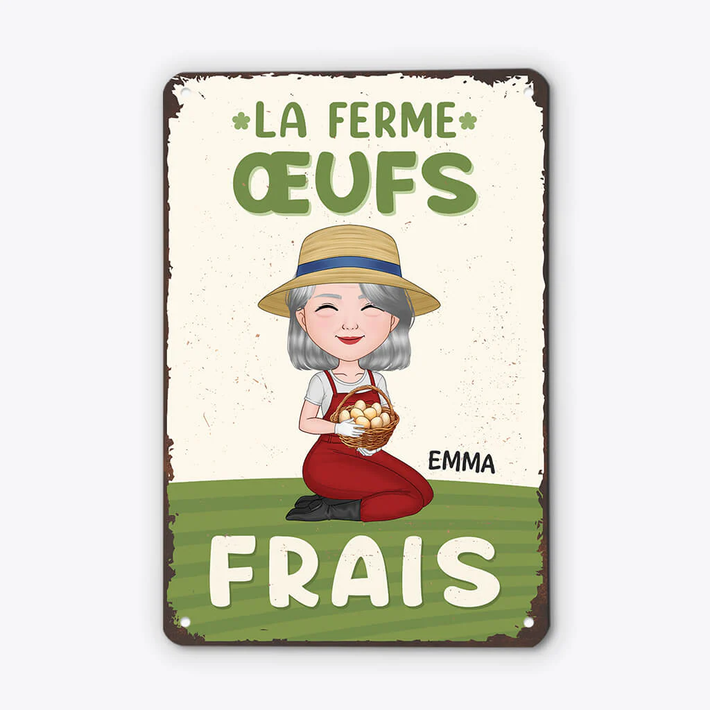 Plaque personnalisable pour la cuisine – Œufs frais de la ferme
