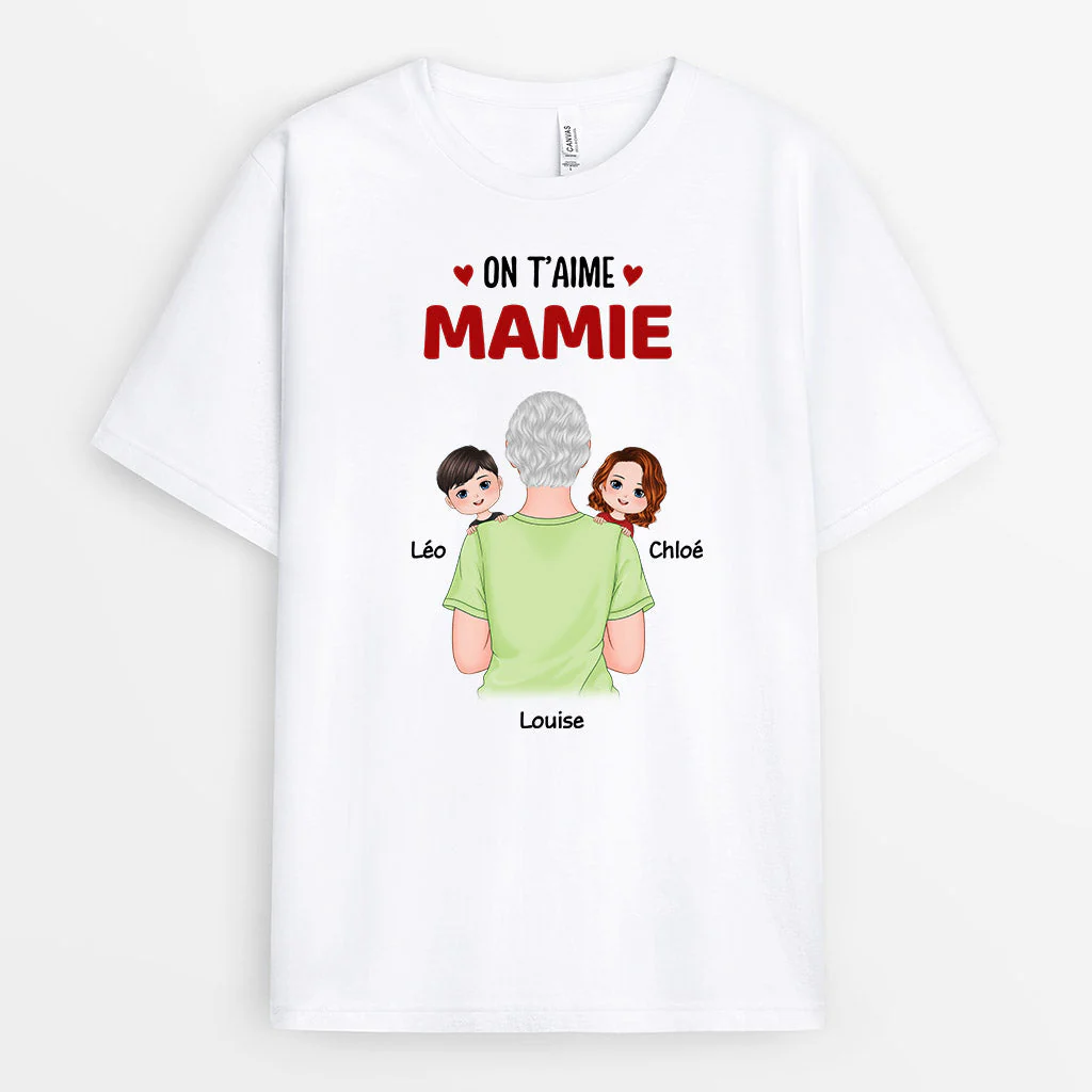 Tee Shirt Personnalisé Mamie - On T’aime Mamie