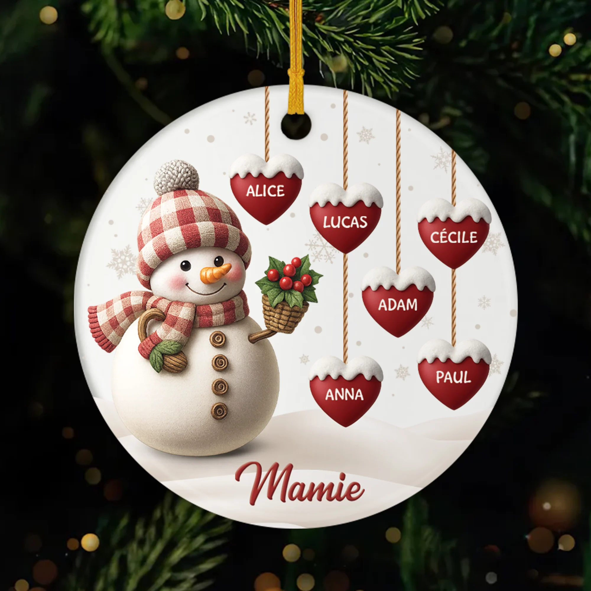 Orement Noël Céramique Personnalisé - Amour De Mamie Bonhomme De Neige