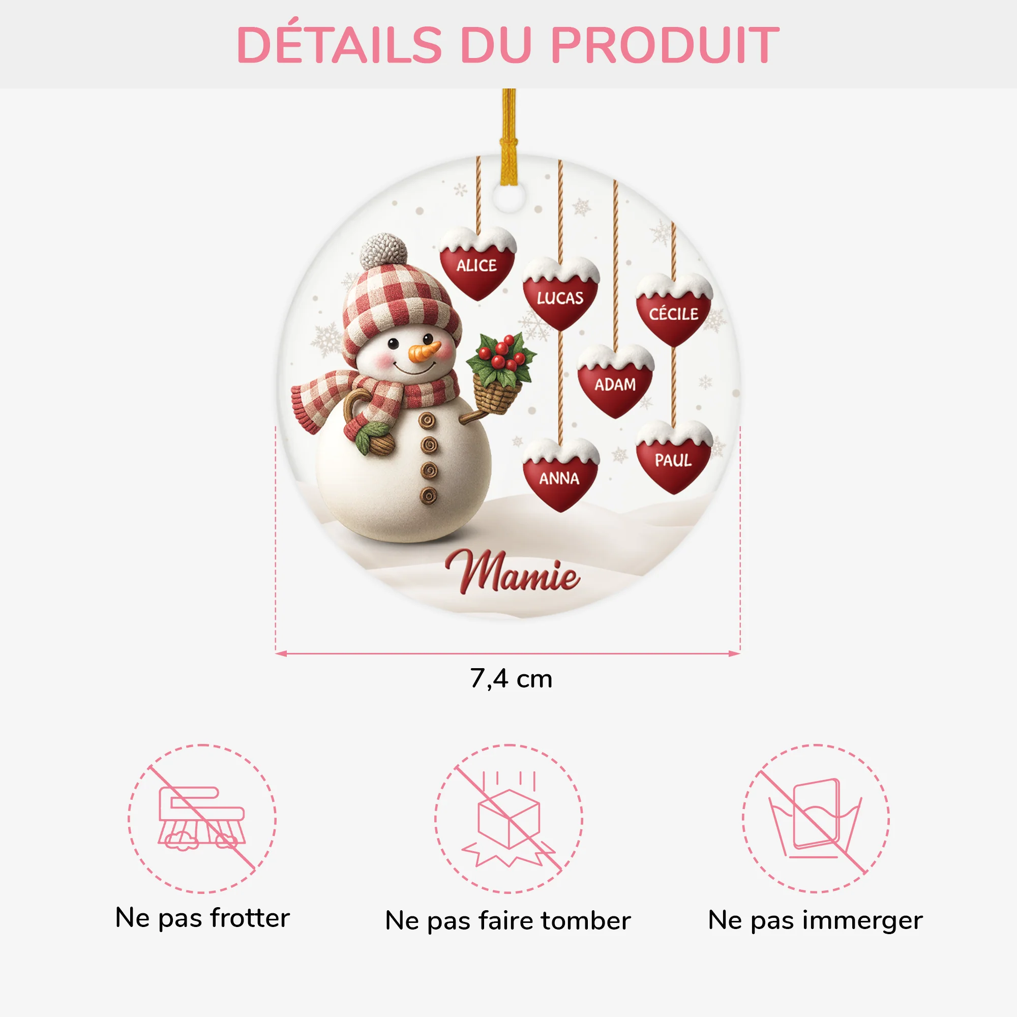 Orement Noël Céramique Personnalisé - Amour De Mamie Bonhomme De Neige - Image 3