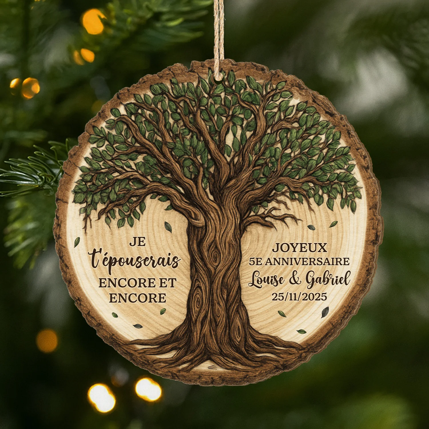 Ornemenr En Bois À 1 Couche Arbre De Vie Personnalisé - Je T’épouserais De Nouveau