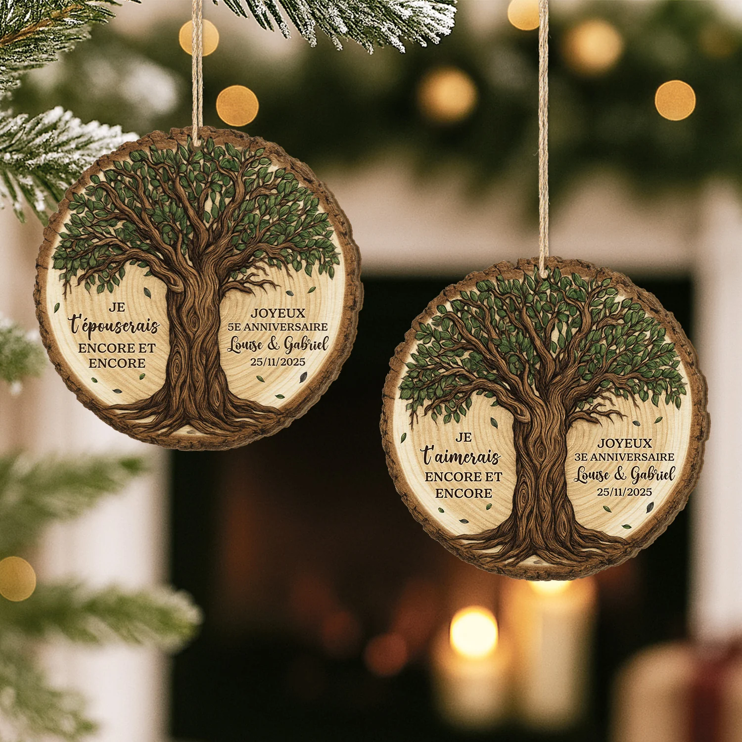 Ornemenr En Bois À 1 Couche Arbre De Vie Personnalisé - Je T’épouserais De Nouveau - Image 2