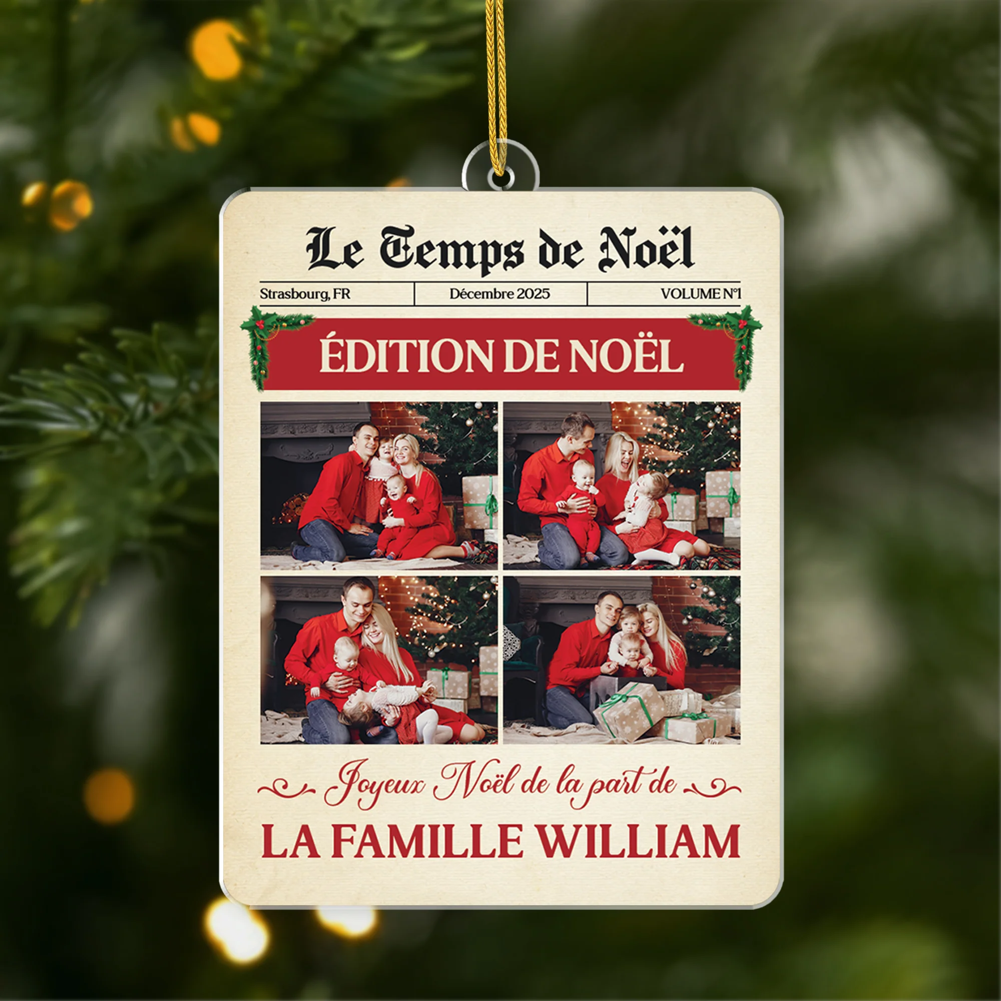 Ornement Acrylique Personnalisé Avec Photo Famille - Le Temps De Noël