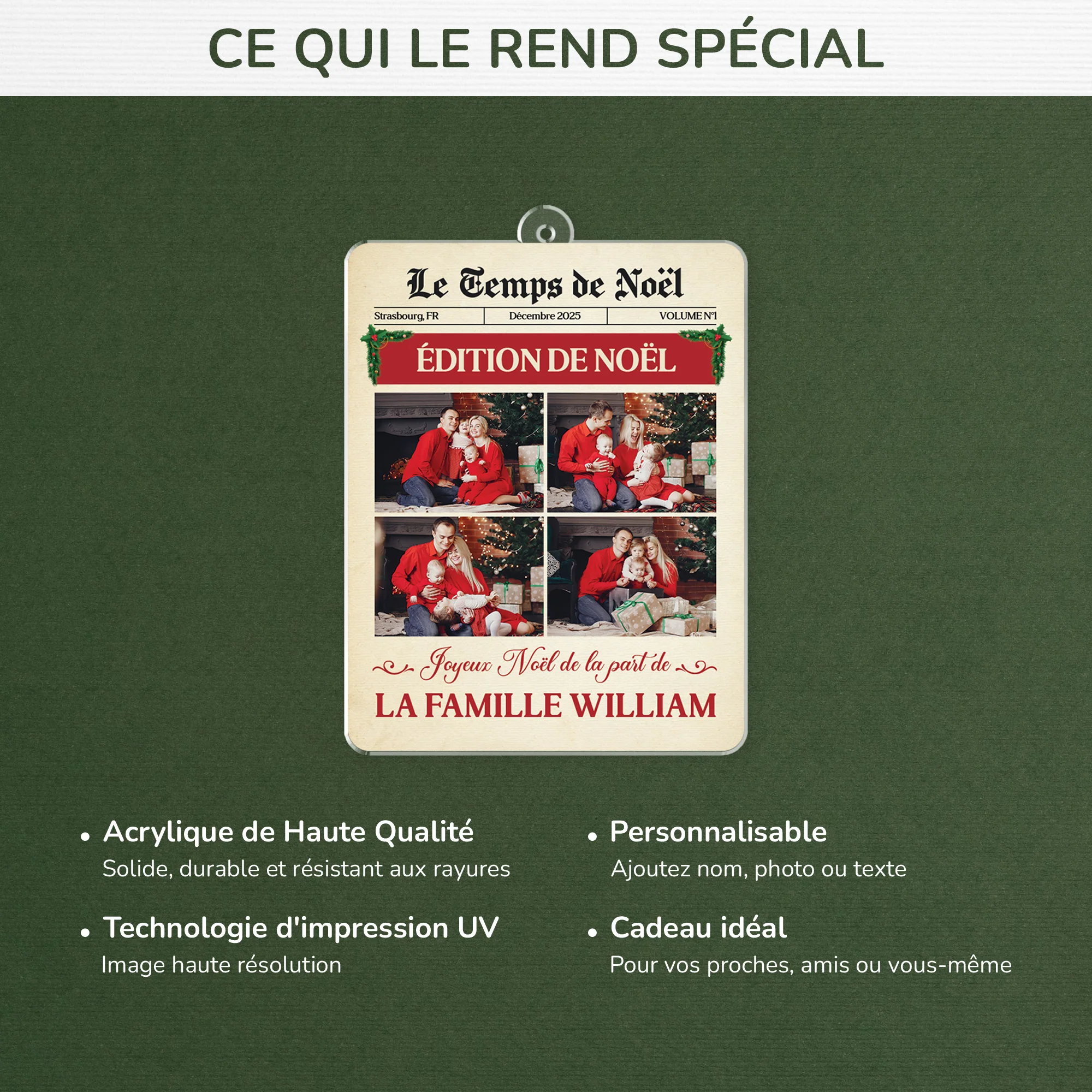 Ornement Acrylique Personnalisé Avec Photo Famille - Le Temps De Noël - Image 4
