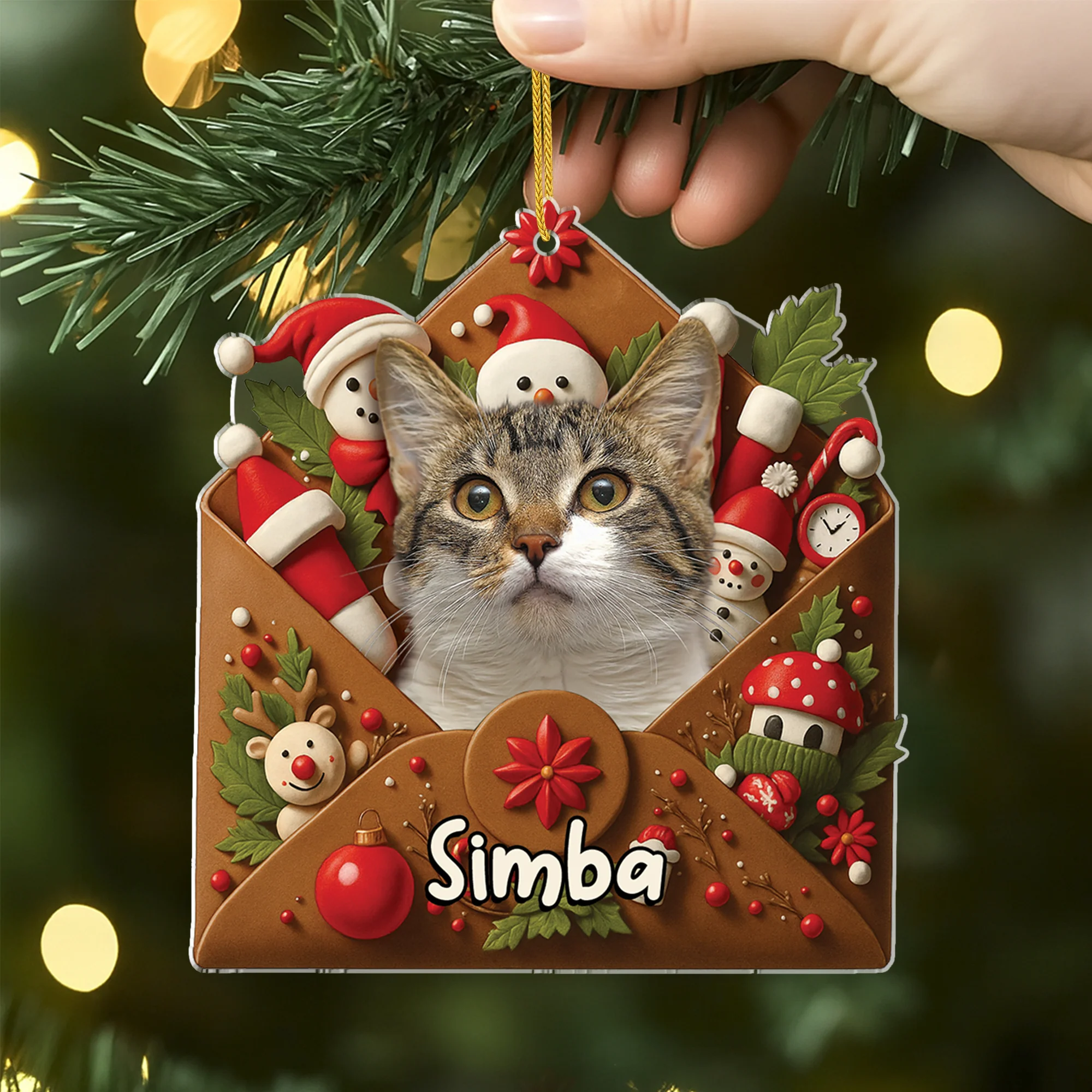 Ornement Acrylique Personnalisé Avec Photo - Lettre Du Père Noël Avec Mon Chat - Image 2