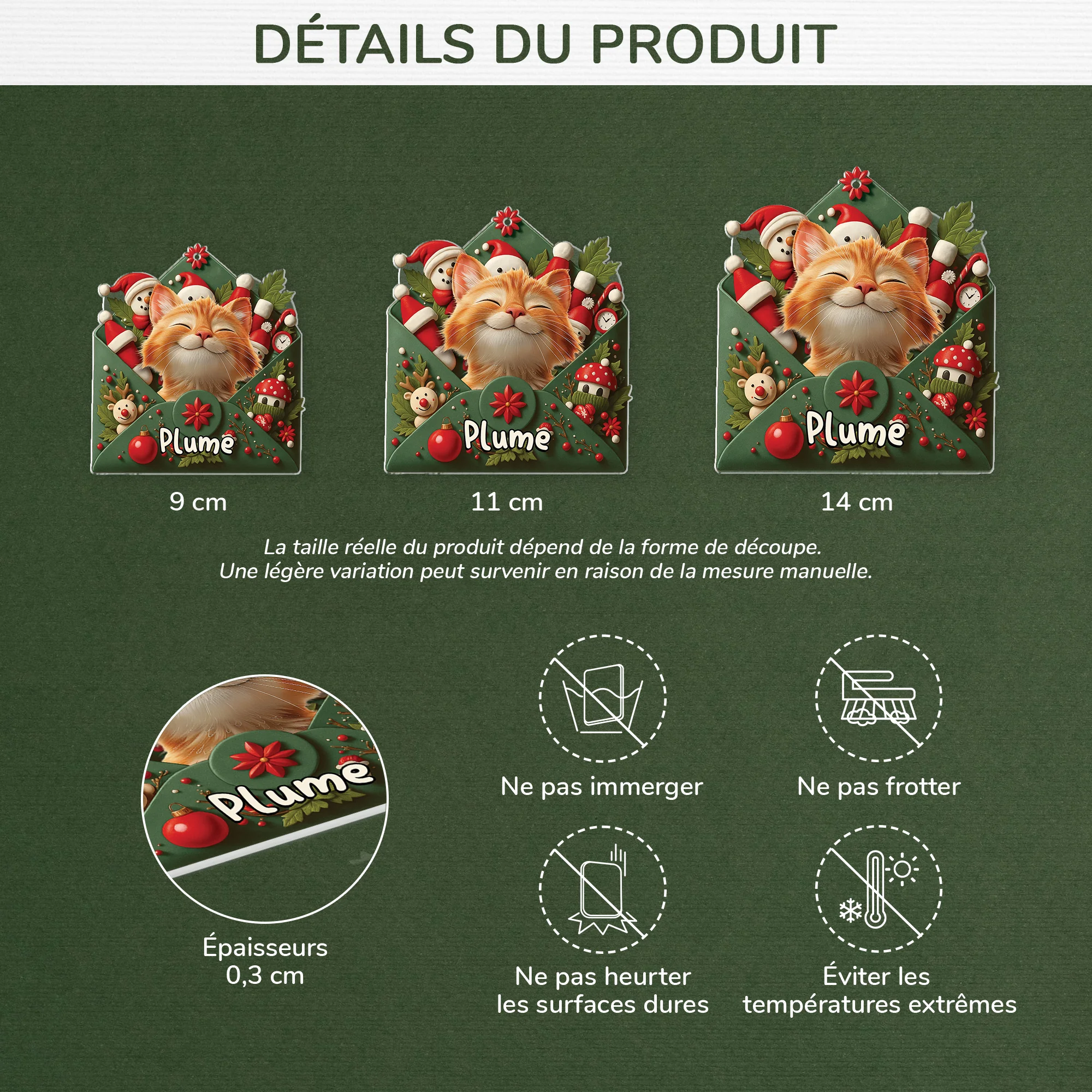Ornement Acrylique Personnalisé Avec Photo - Lettre Du Père Noël Avec Mon Chat - Image 3