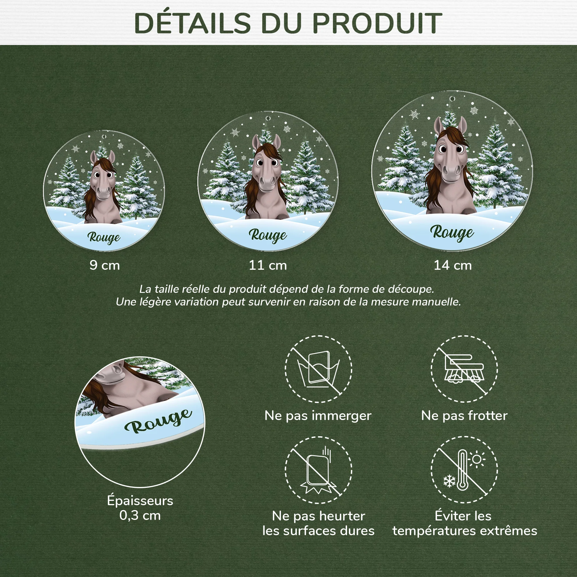 Ornement Acrylique Personnalisé Avec Photo - Mon Cheval Avec Sapin De Noël - Image 3