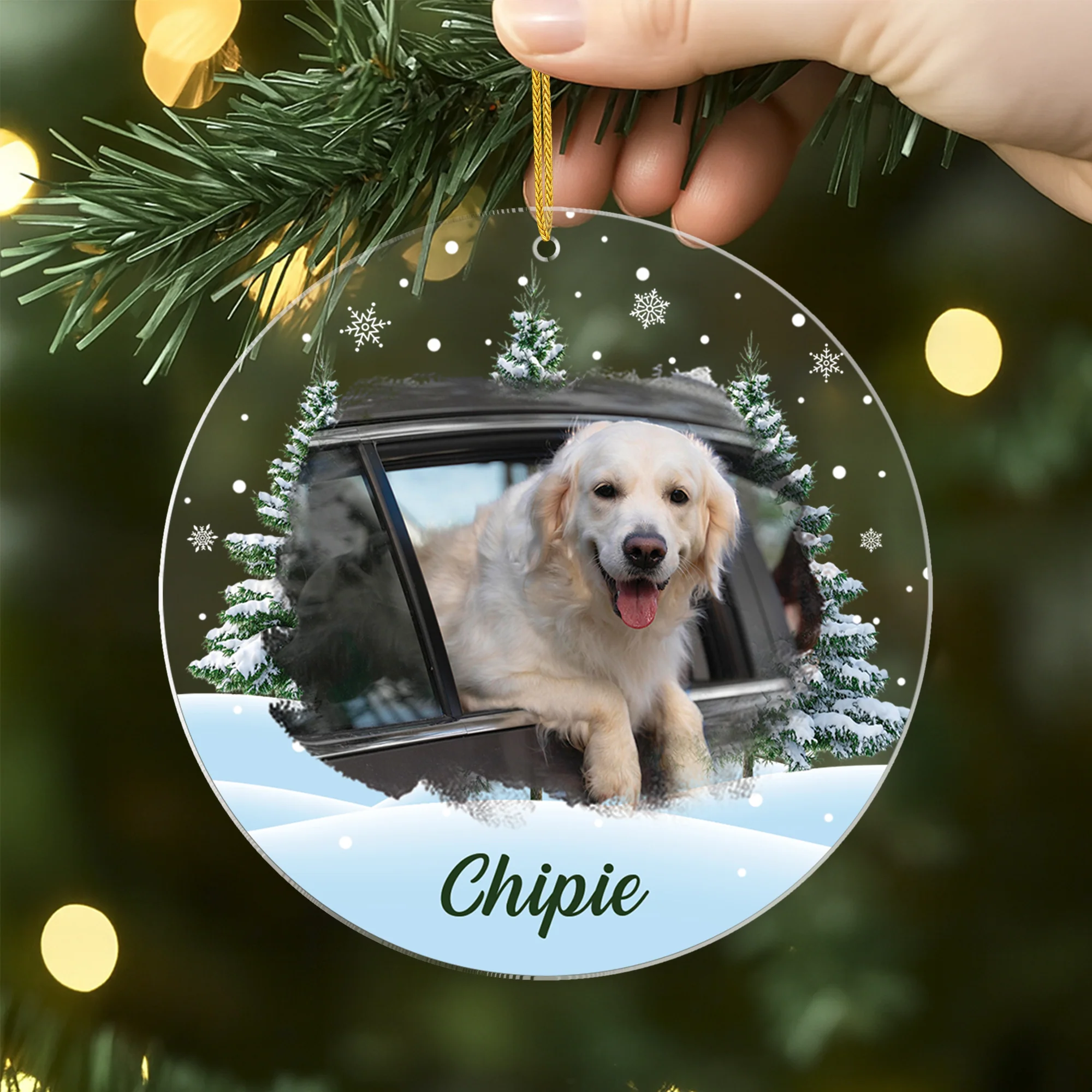 Ornement Acrylique Personnalisé Avec Photo - Mon Chien Avec Sapin De Noël - Image 2