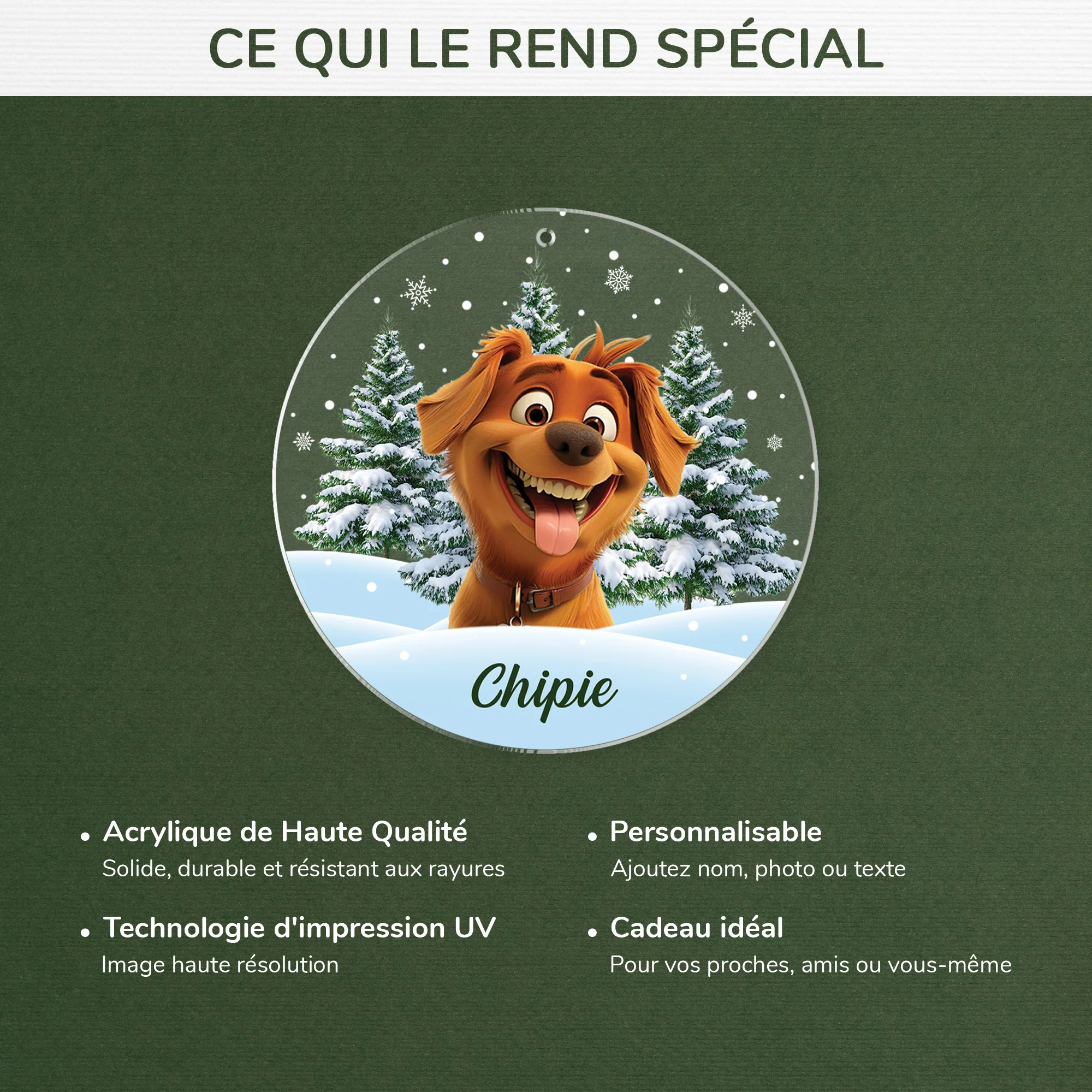 Ornement Acrylique Personnalisé Avec Photo - Mon Chien Avec Sapin De Noël - Image 4