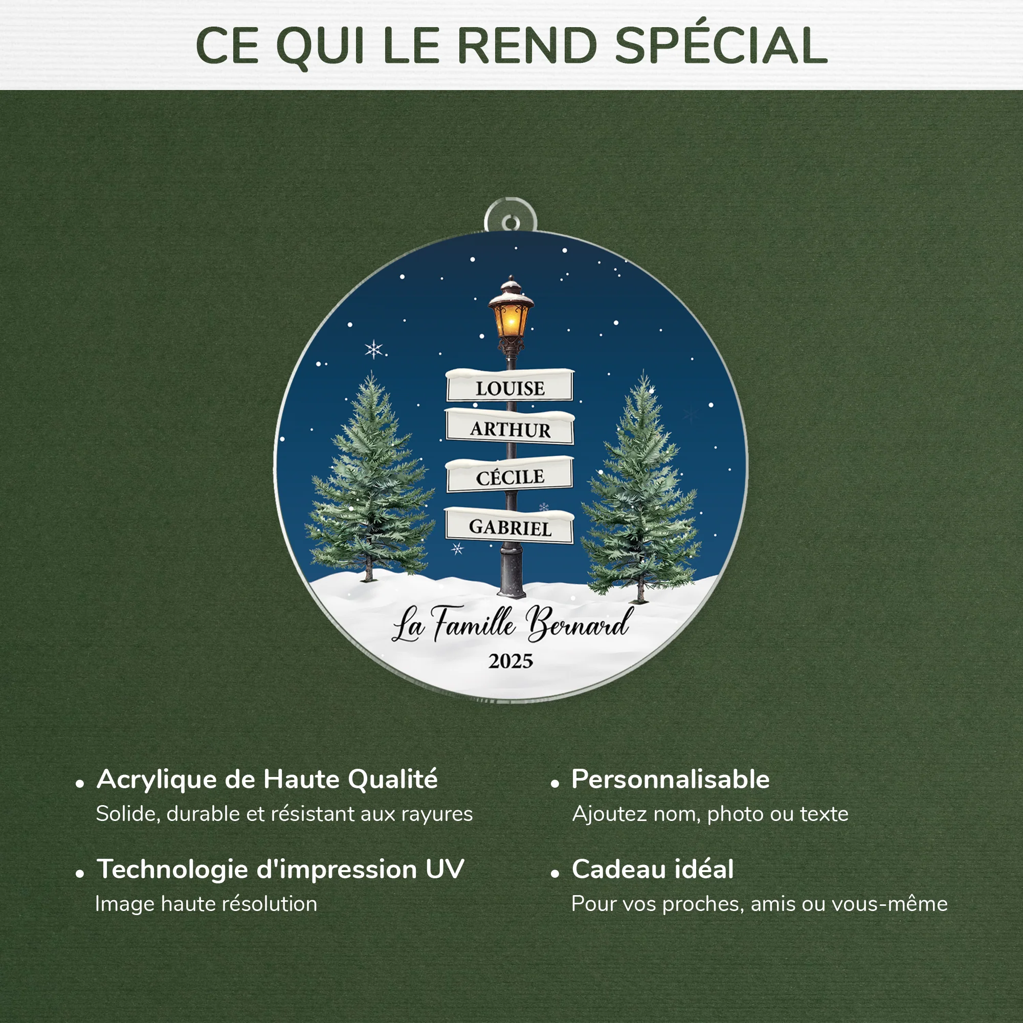 Ornement Acrylique Personnalisé - Lampadaire Noël De Famille - Image 4