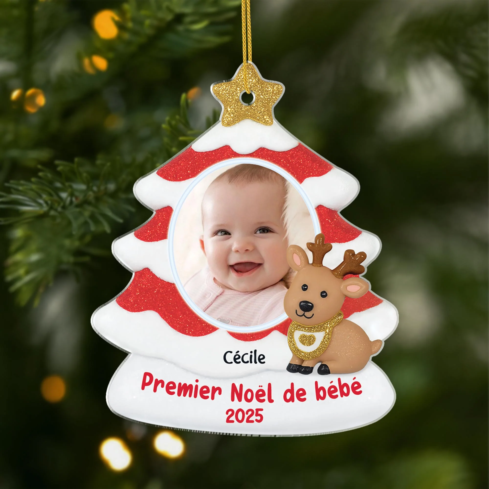 Ornement Personnalisé Acrylique avec Photo - Bébé Mon Premier Noël