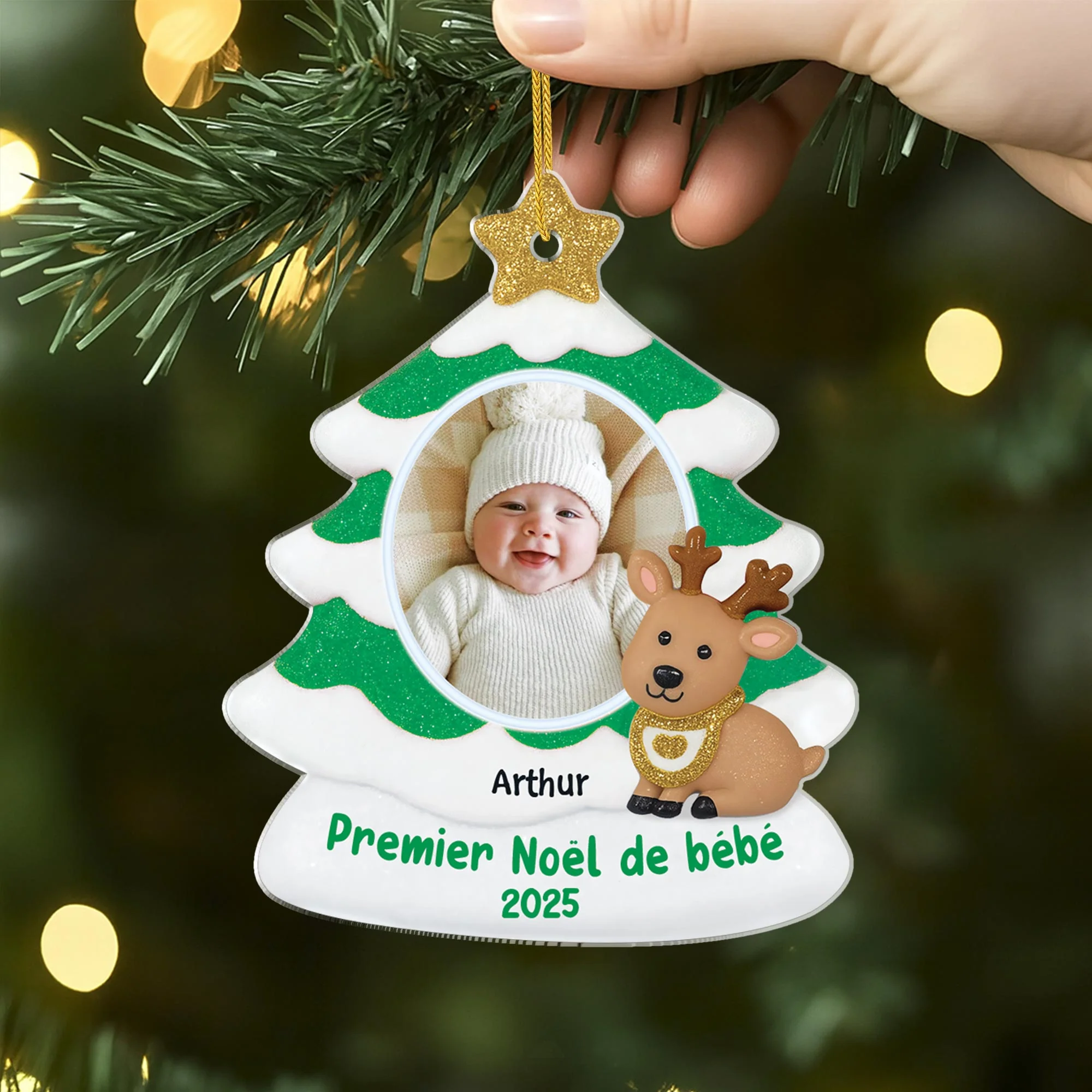 Ornement Personnalisé Acrylique avec Photo - Bébé Mon Premier Noël - Image 2