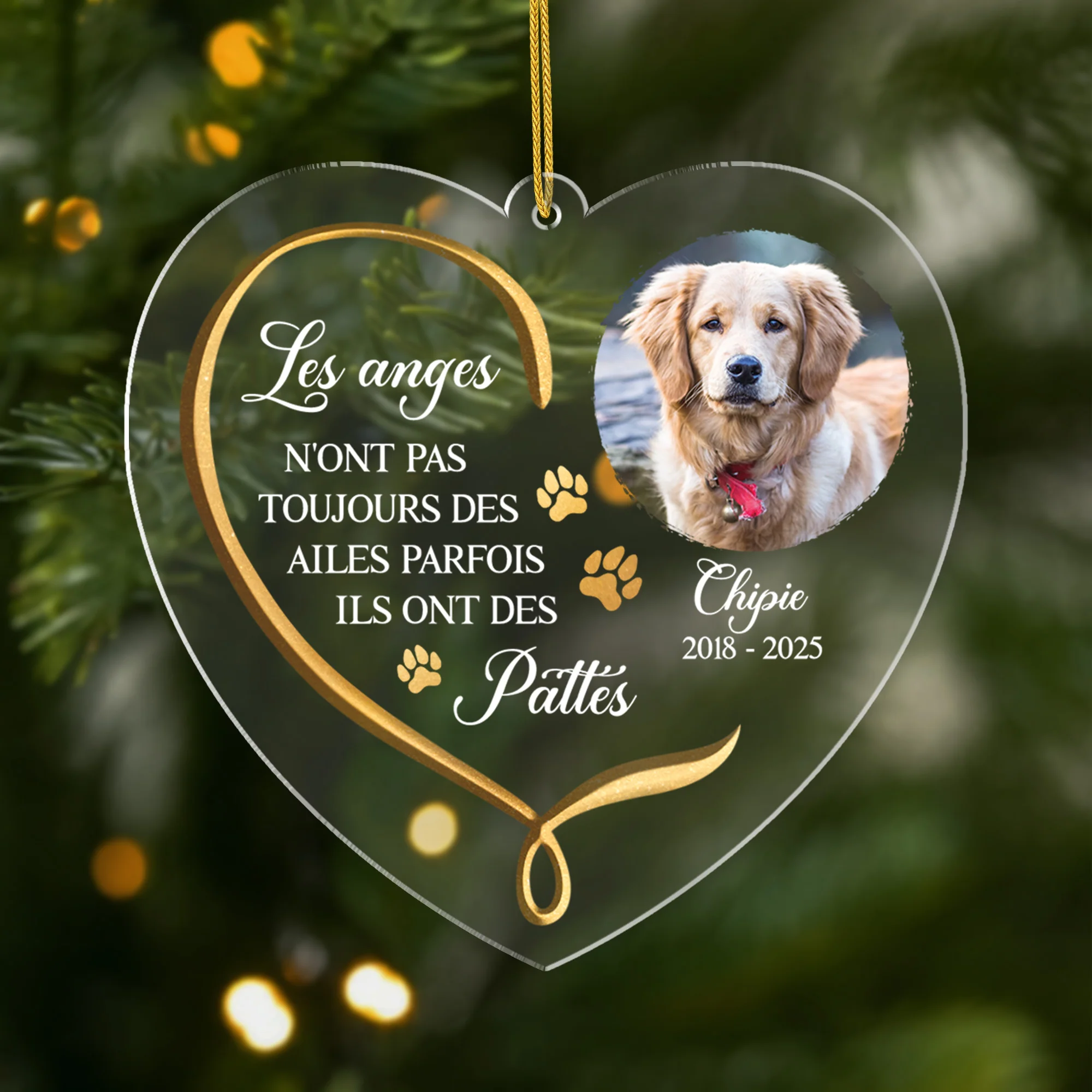 Ornement Acrylique Personnalisé Commémoratif Avec Photo Pour Chat Et Chien - Les Anges Qui Ont Des Pattes