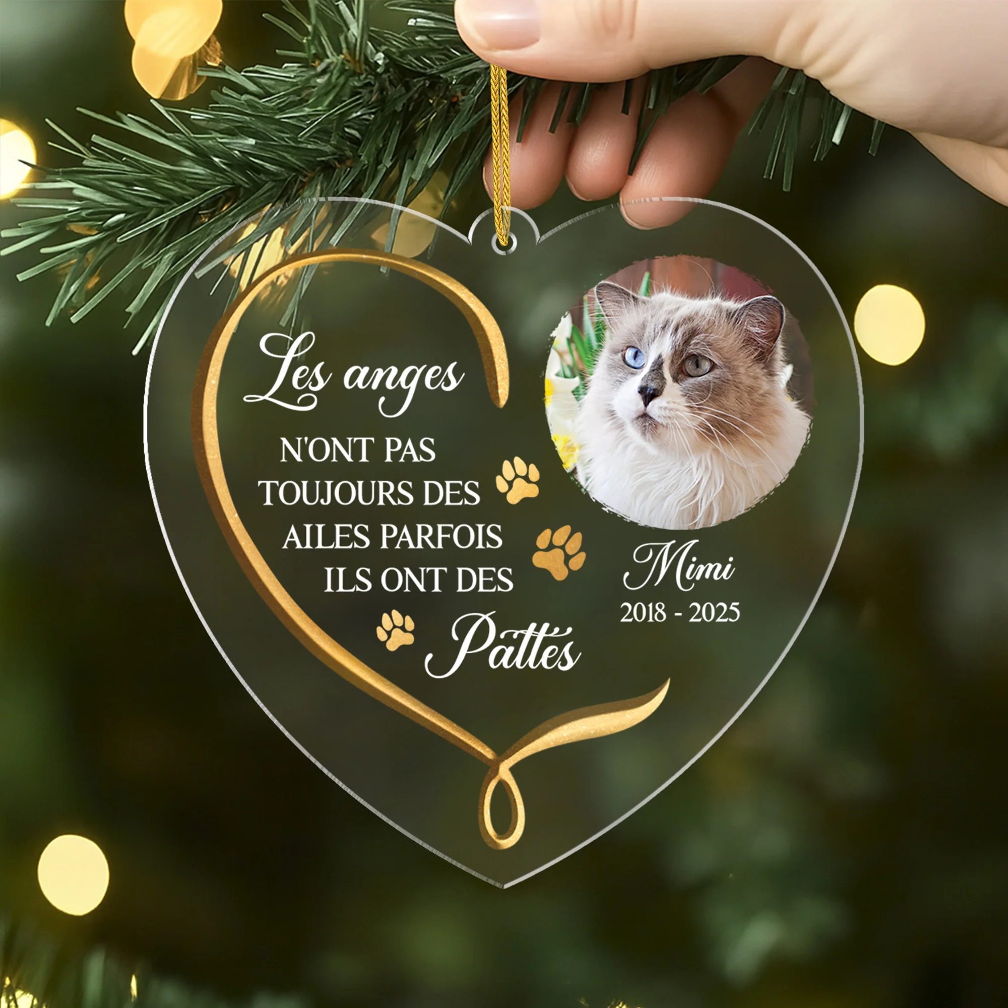 Ornement Acrylique Personnalisé Commémoratif Avec Photo Pour Chat Et Chien - Les Anges Qui Ont Des Pattes - Image 2