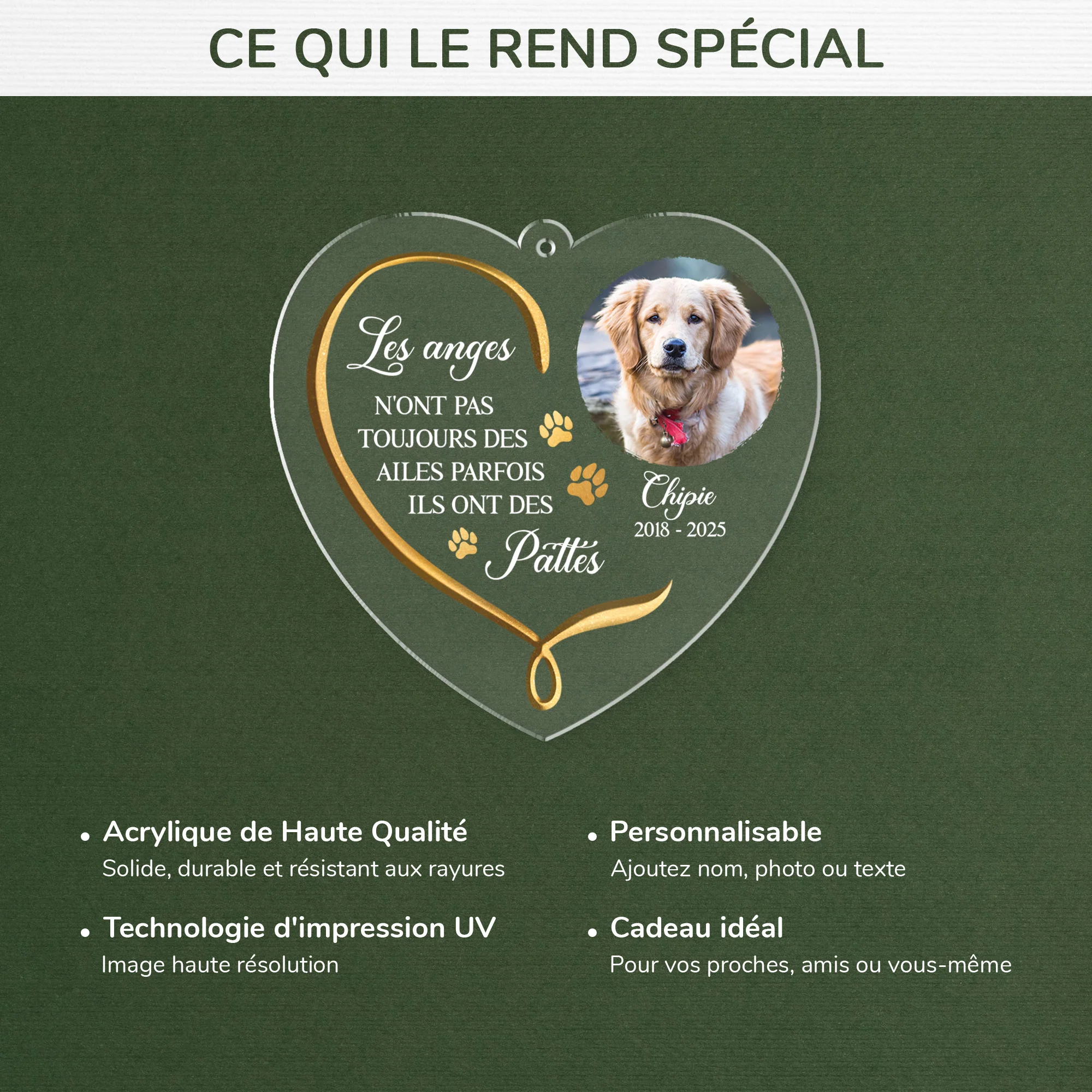 Ornement Acrylique Personnalisé Commémoratif Avec Photo Pour Chat Et Chien - Les Anges Qui Ont Des Pattes - Image 4