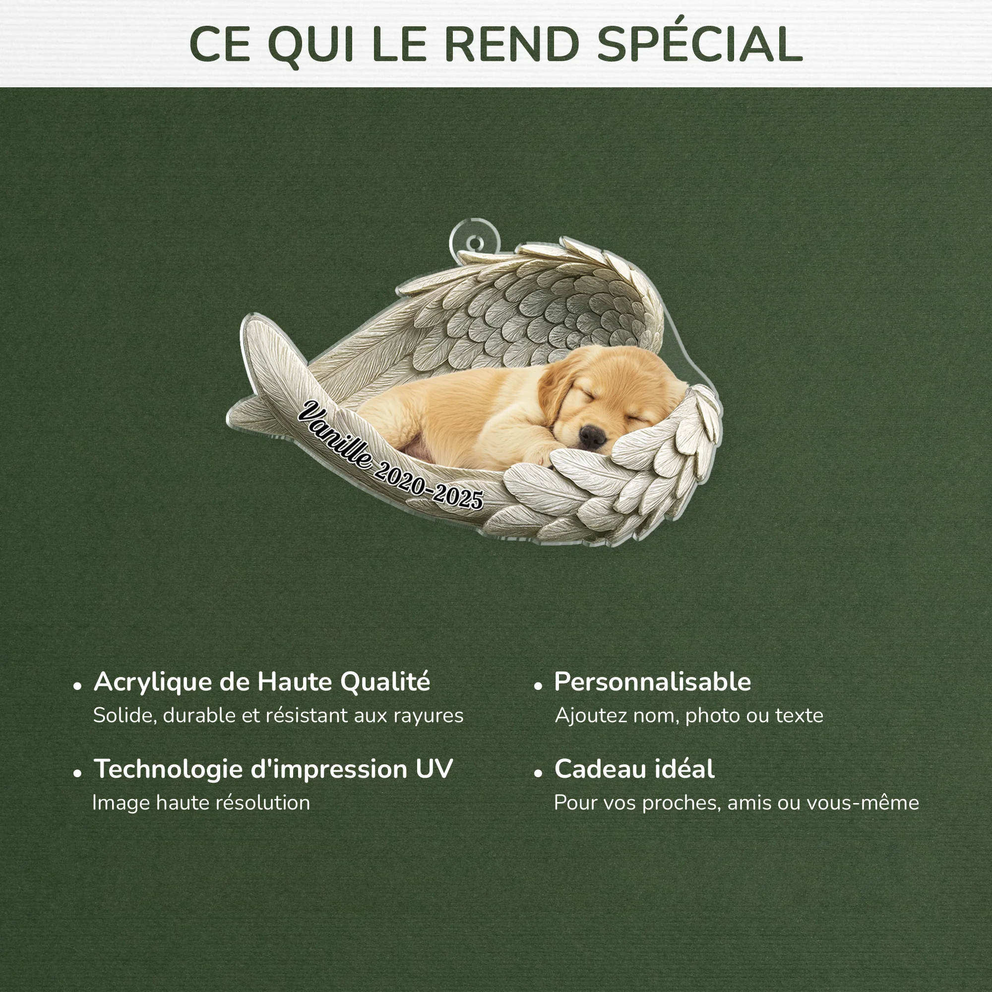 Ornement Acrylique Personnalisé Commémoratif Chat Chien Avec Photo - Mon Ange - Image 4