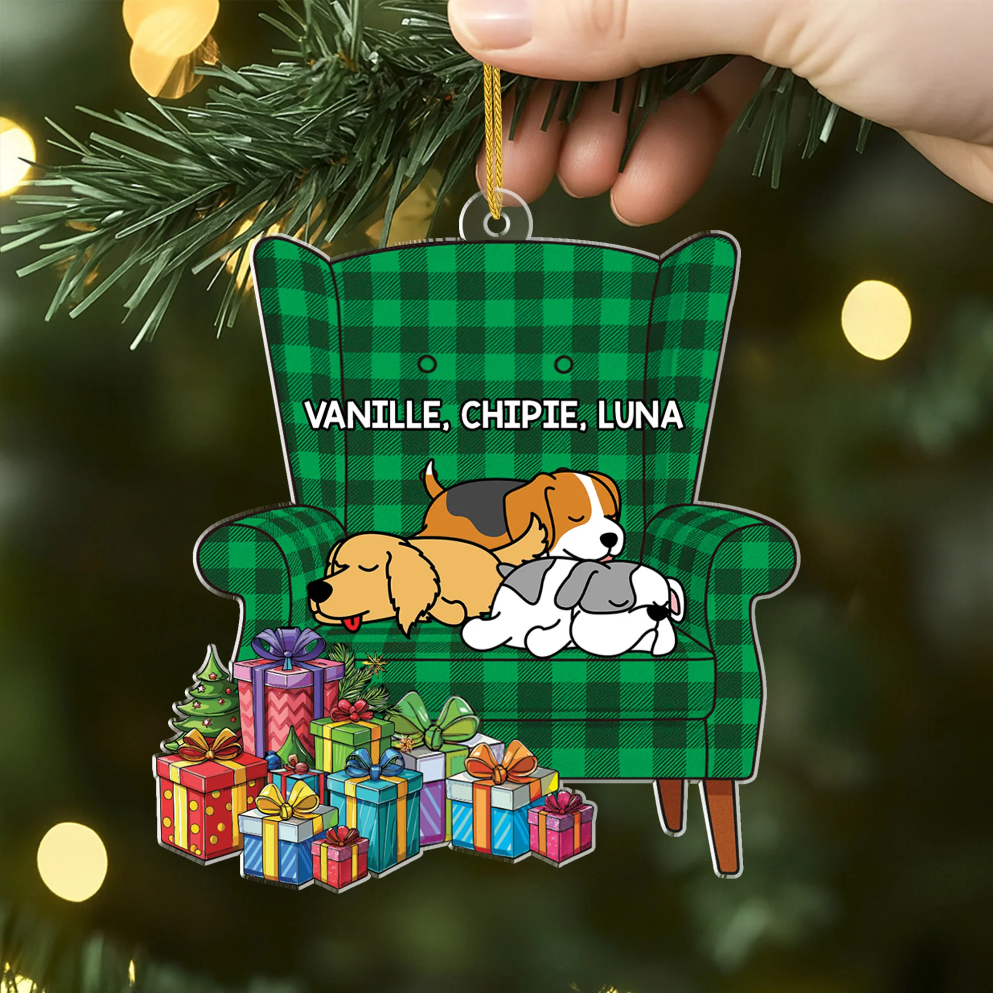 Ornement Acrylique Personnalisé De Noël - Chien Qui Dort Sur Le Canapé - Image 2
