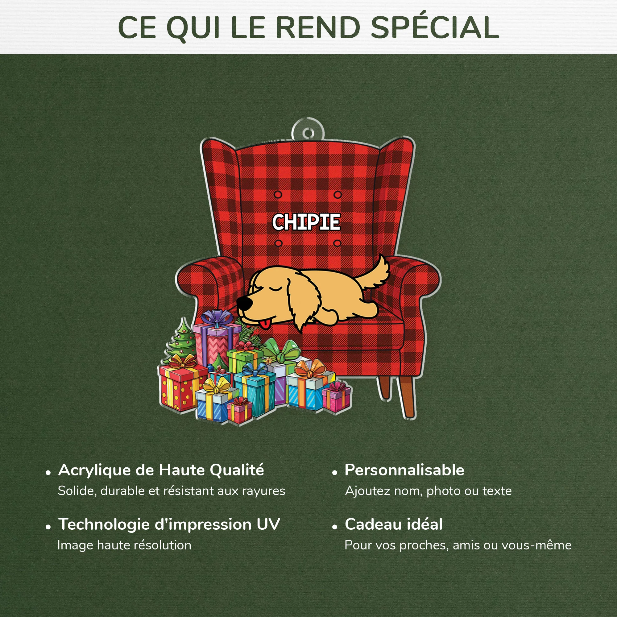 Ornement Acrylique Personnalisé De Noël - Chien Qui Dort Sur Le Canapé - Image 4