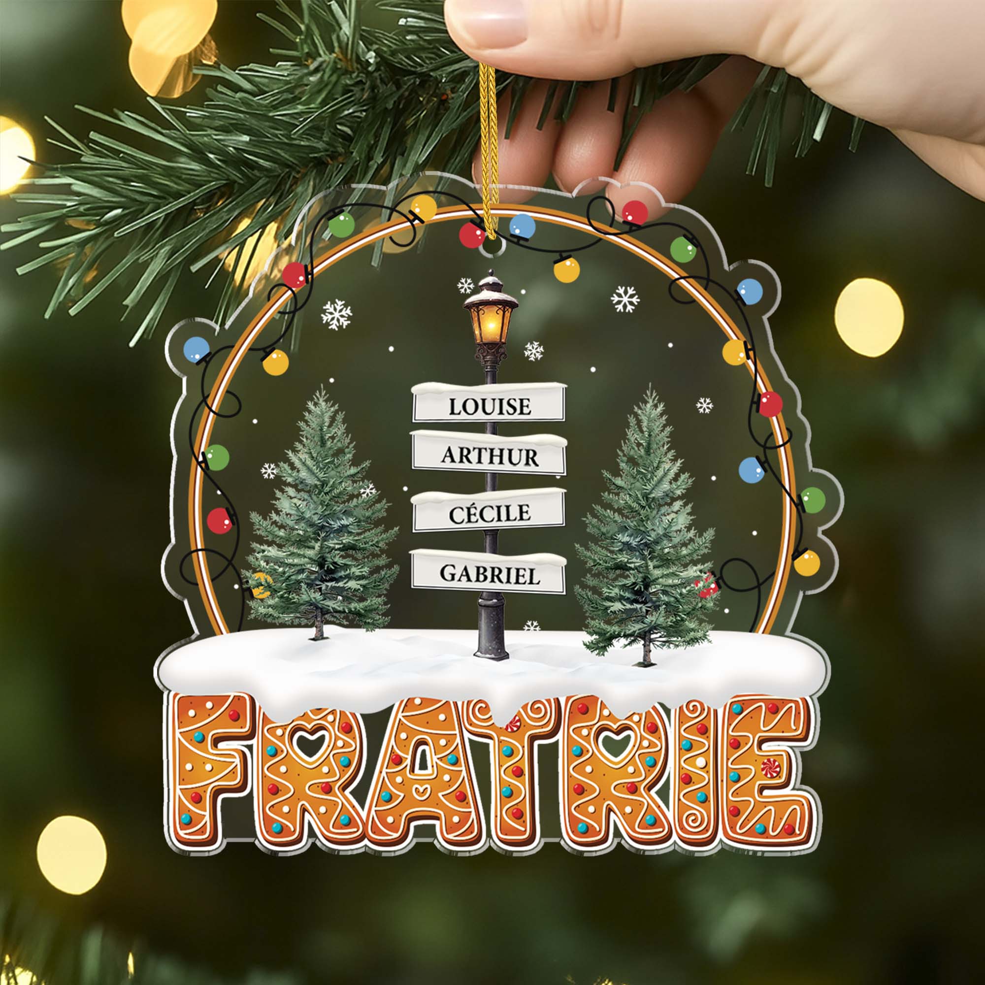 Ornement Acrylique Personnalisé - Famille Avec Mots-Croisés De Noël - Image 2