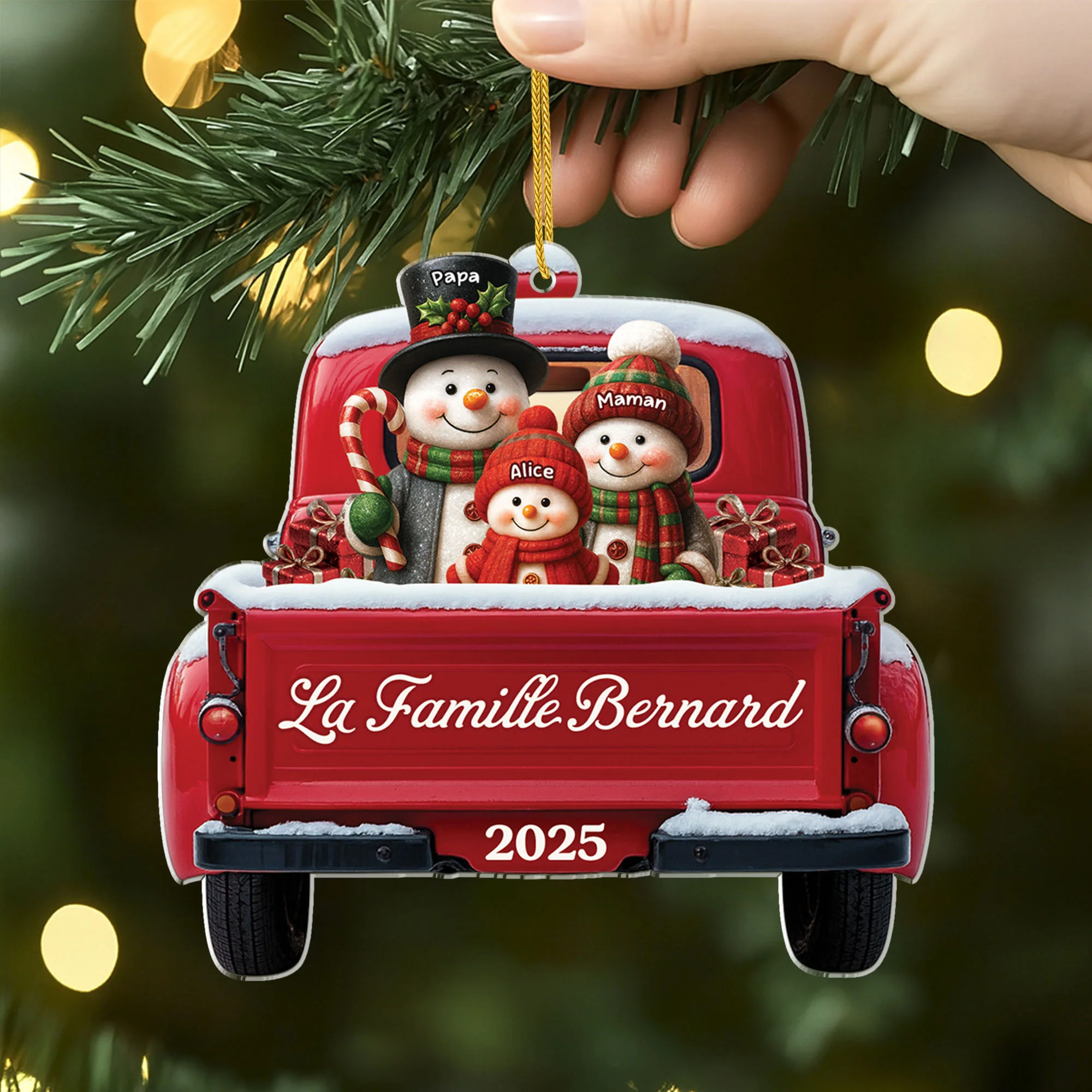 Ornement Acrylique Personnalisé - Famille De Noël Bonhomme De Neige - Image 2