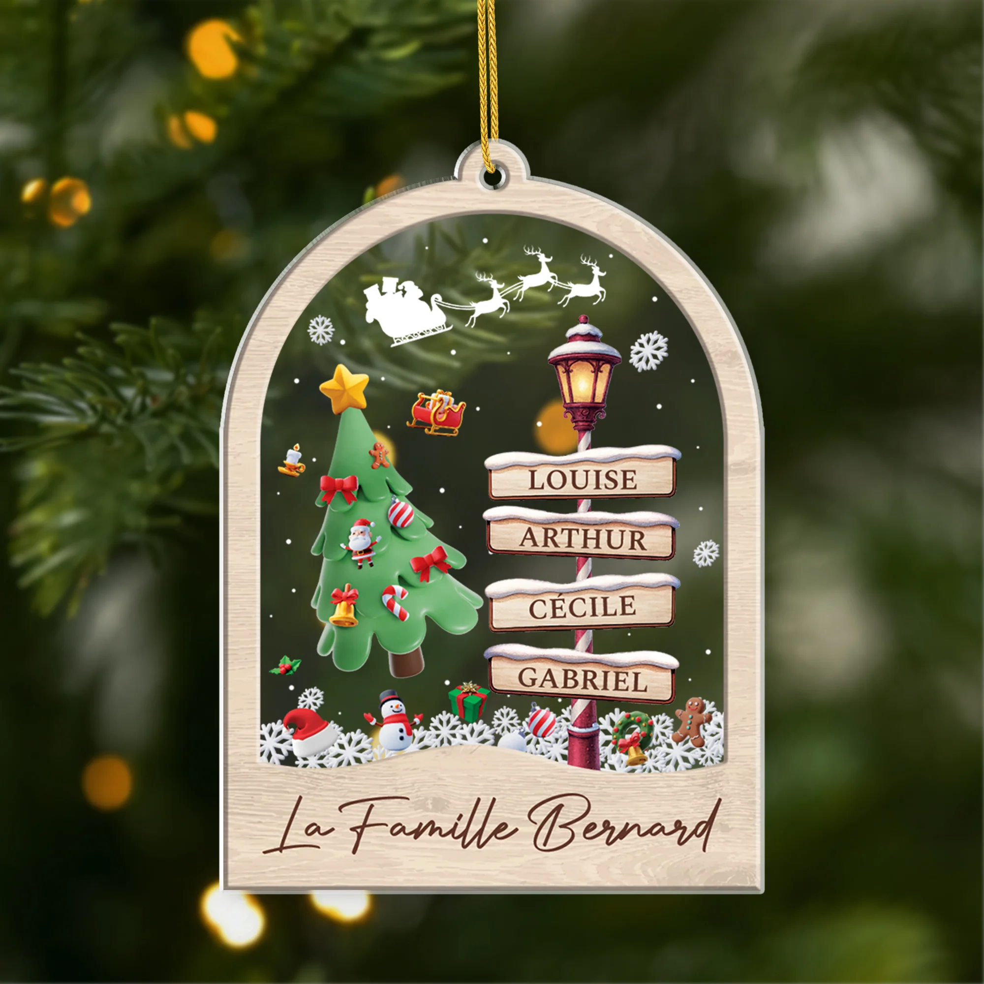 Ornement Acrylique Personnalisé Famille - La Magie De Noël