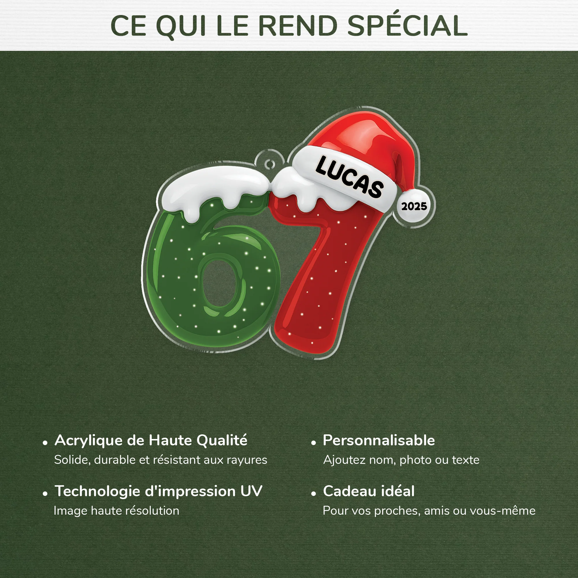 Ornement Acrylique Personnalisé Femme/Homme - Noël Avec Mème 67 - Image 4