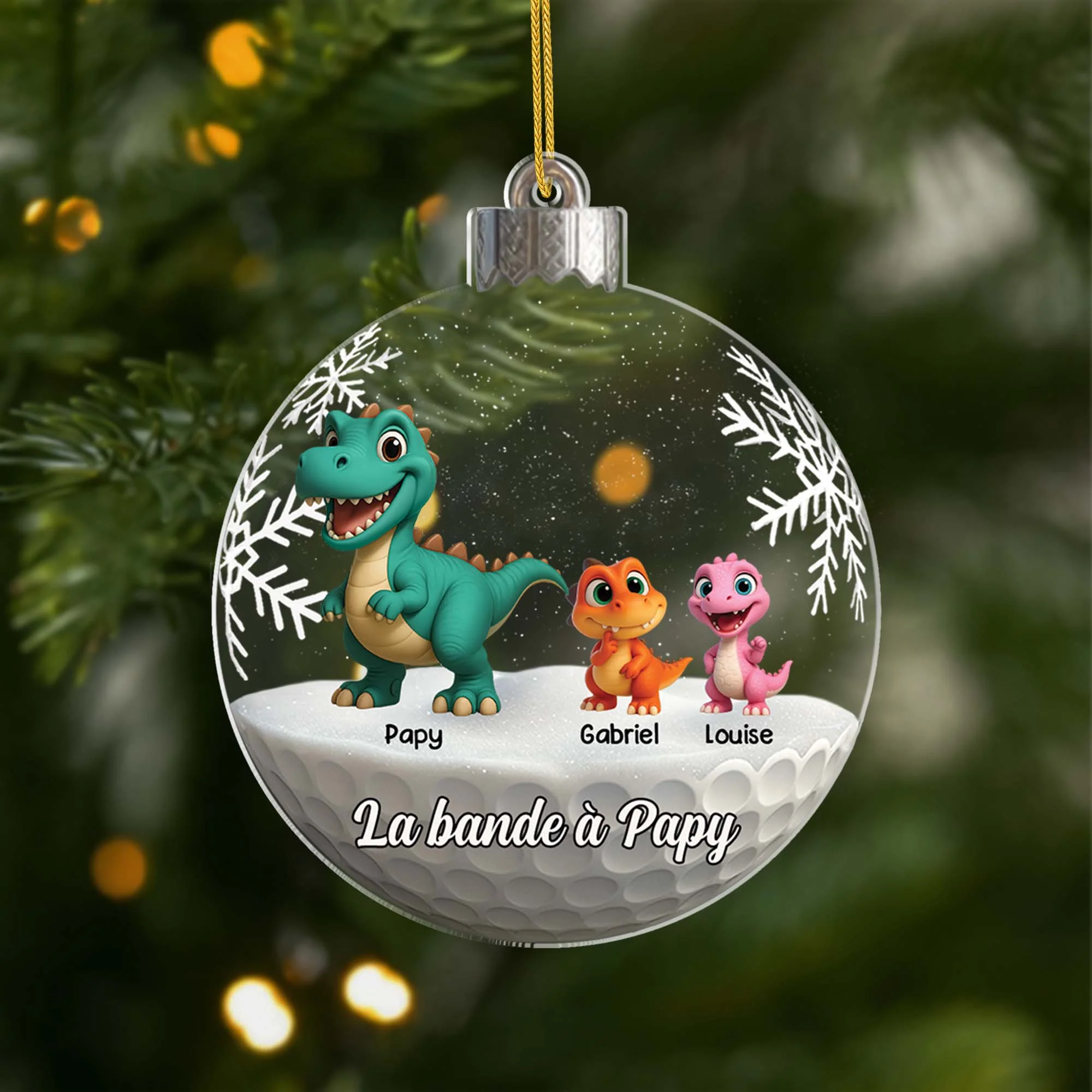Ornement Acrylique Personnalisé - La Bande À Mamie Papy Dinosaure