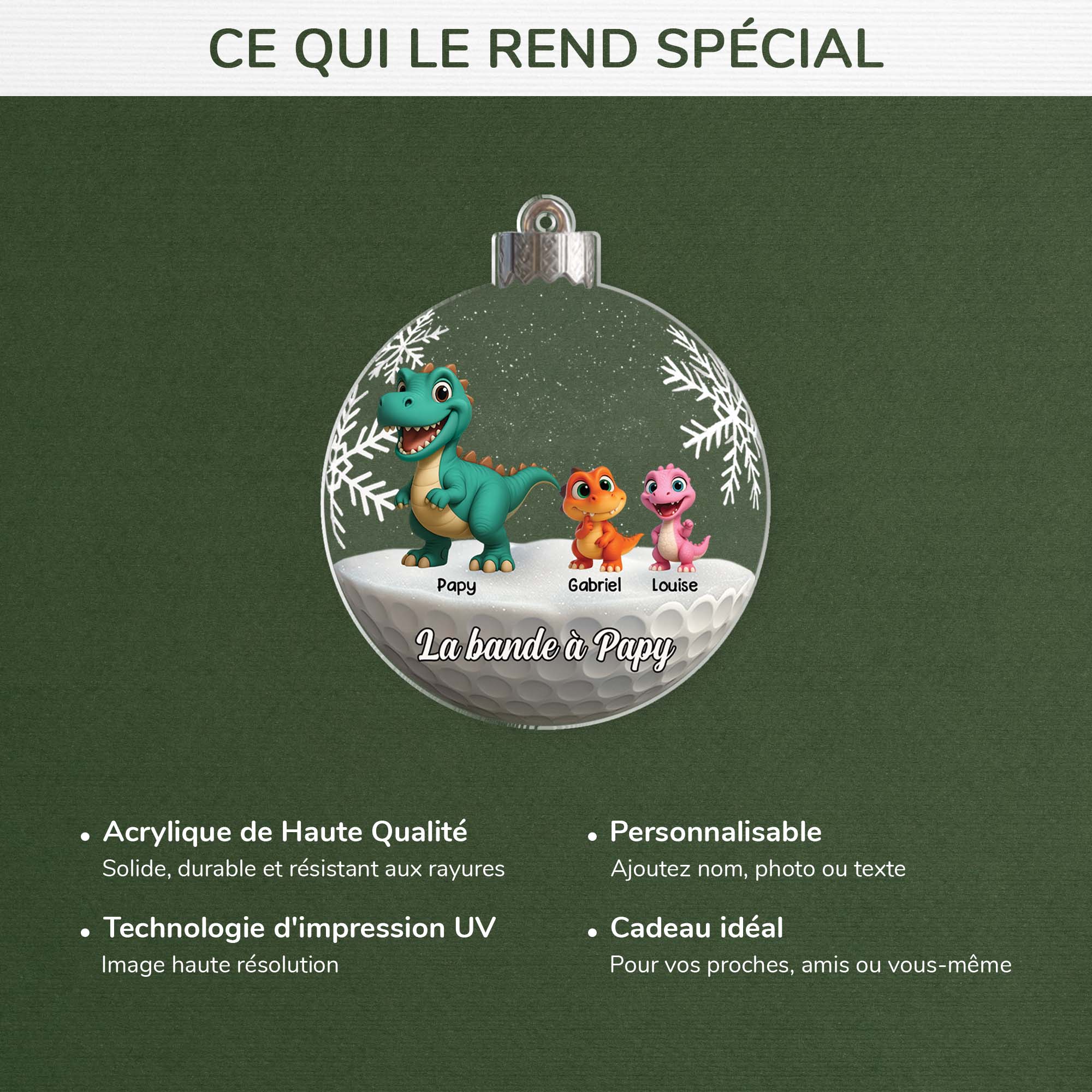 Ornement Acrylique Personnalisé - La Bande À Mamie Papy Dinosaure - Image 4