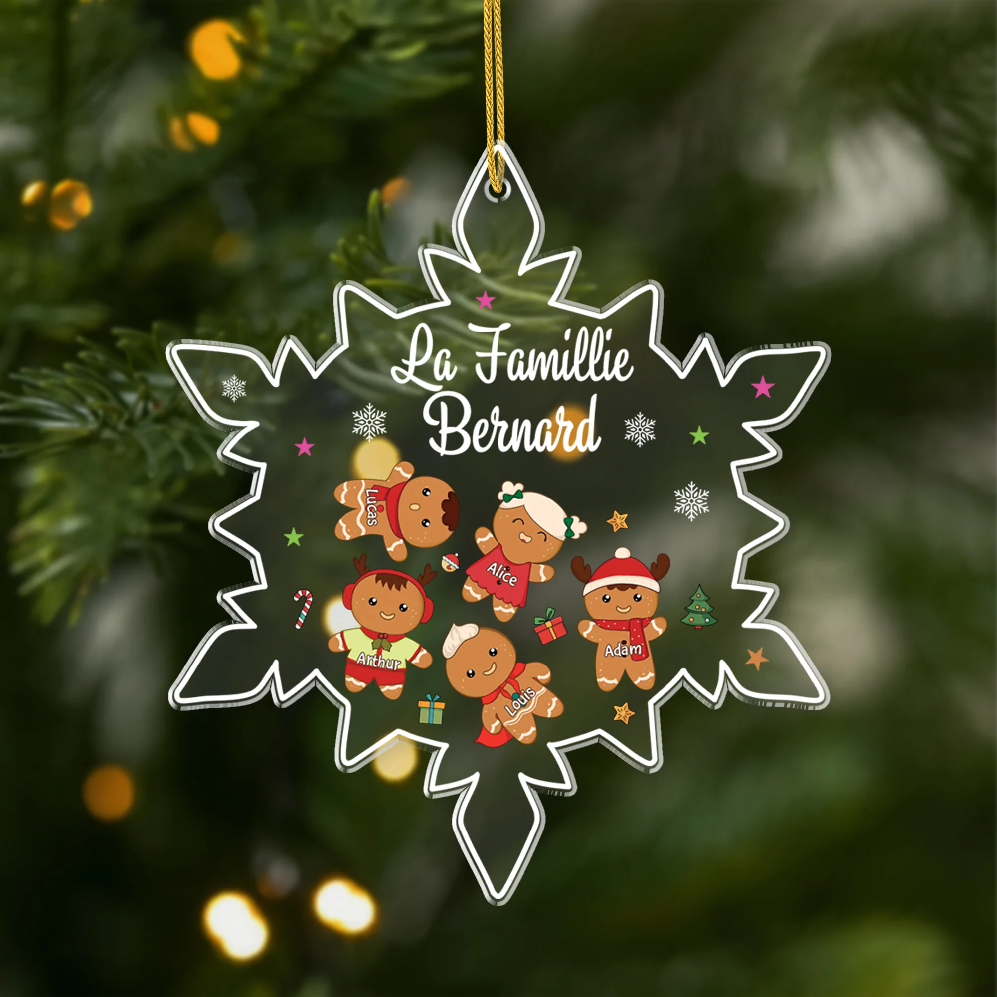 Ornement Acrylique Personnalisé - La Famille Biscuit De Noël