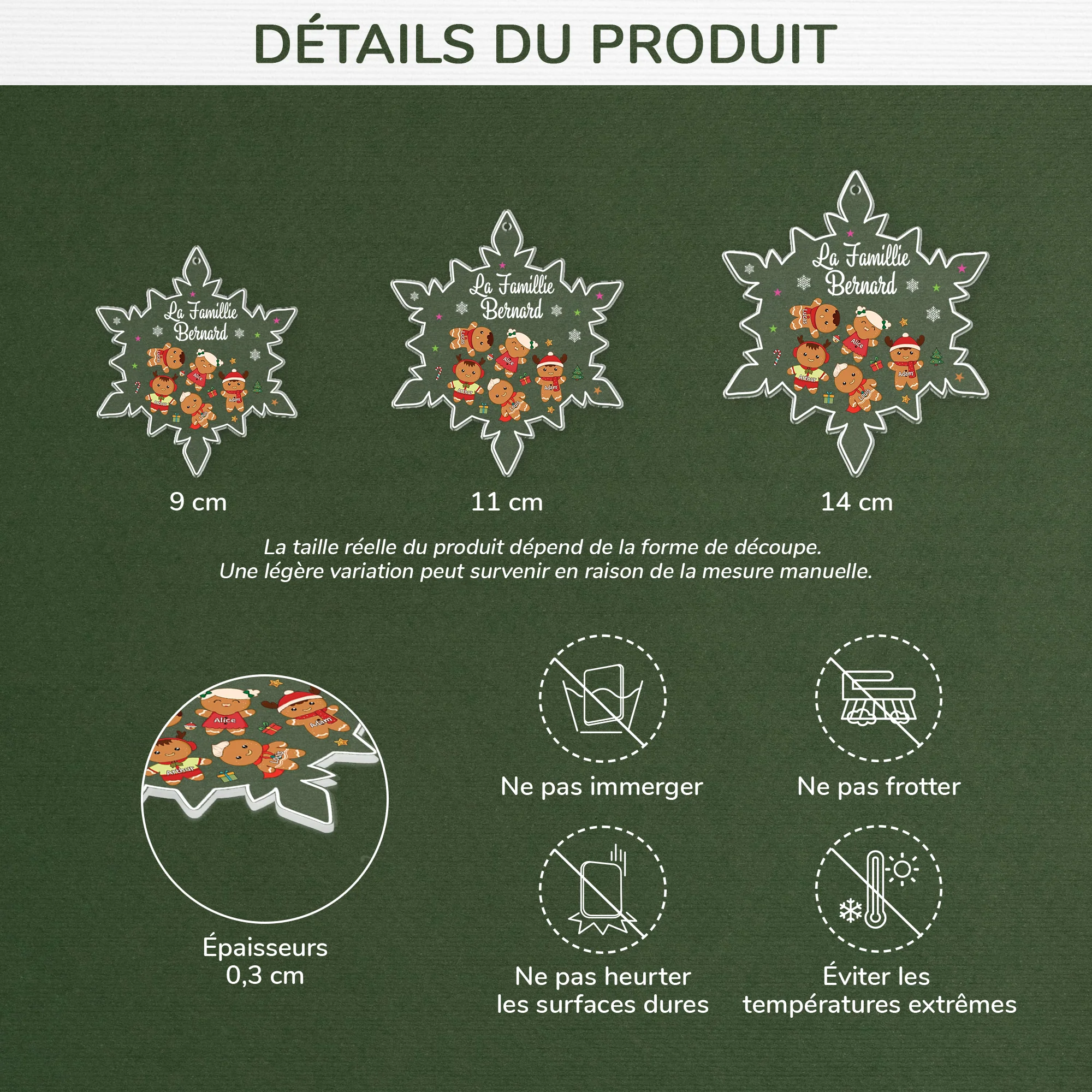 Ornement Acrylique Personnalisé - La Famille Biscuit De Noël - Image 3
