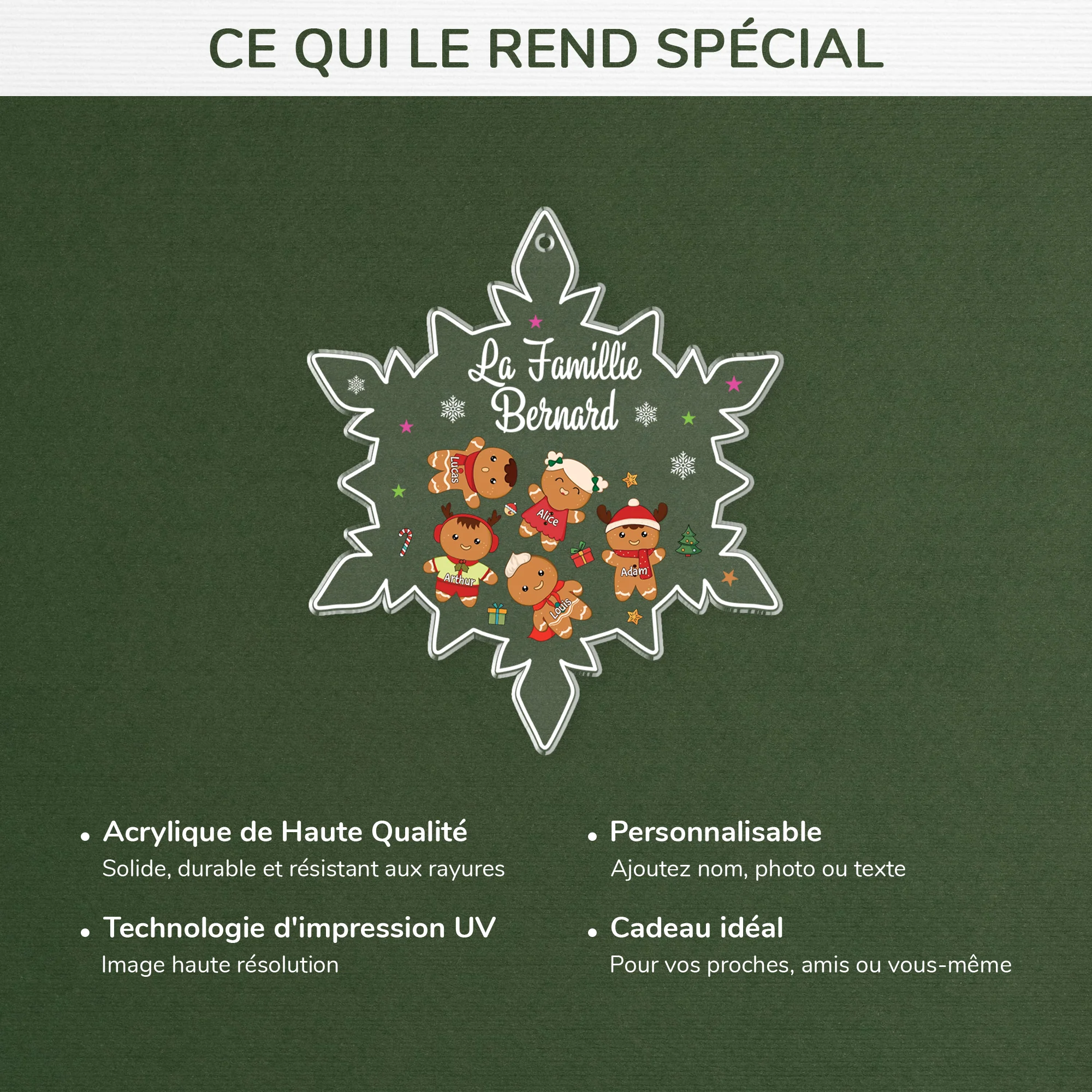 Ornement Acrylique Personnalisé - La Famille Biscuit De Noël - Image 4