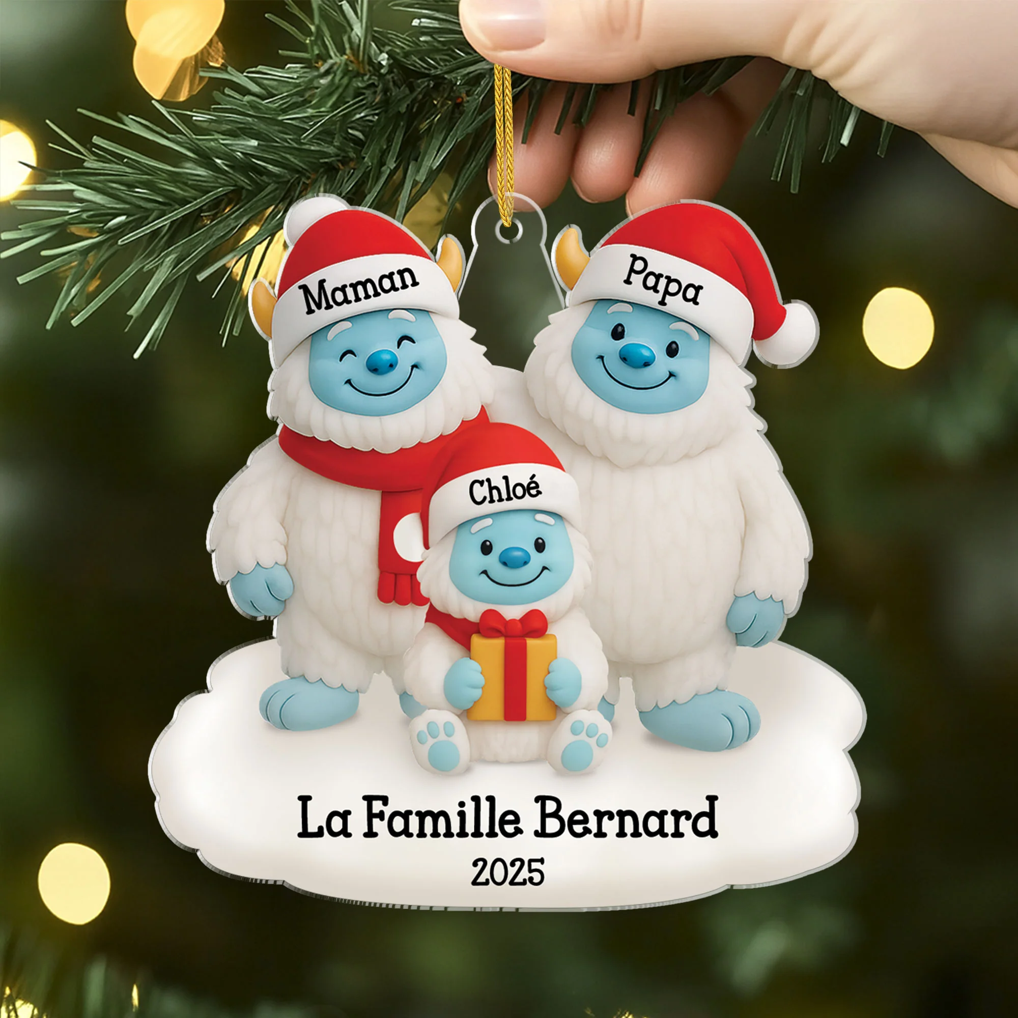 Ornement Acrylique Personnalisé - La Famille Noël Yéti - Image 2