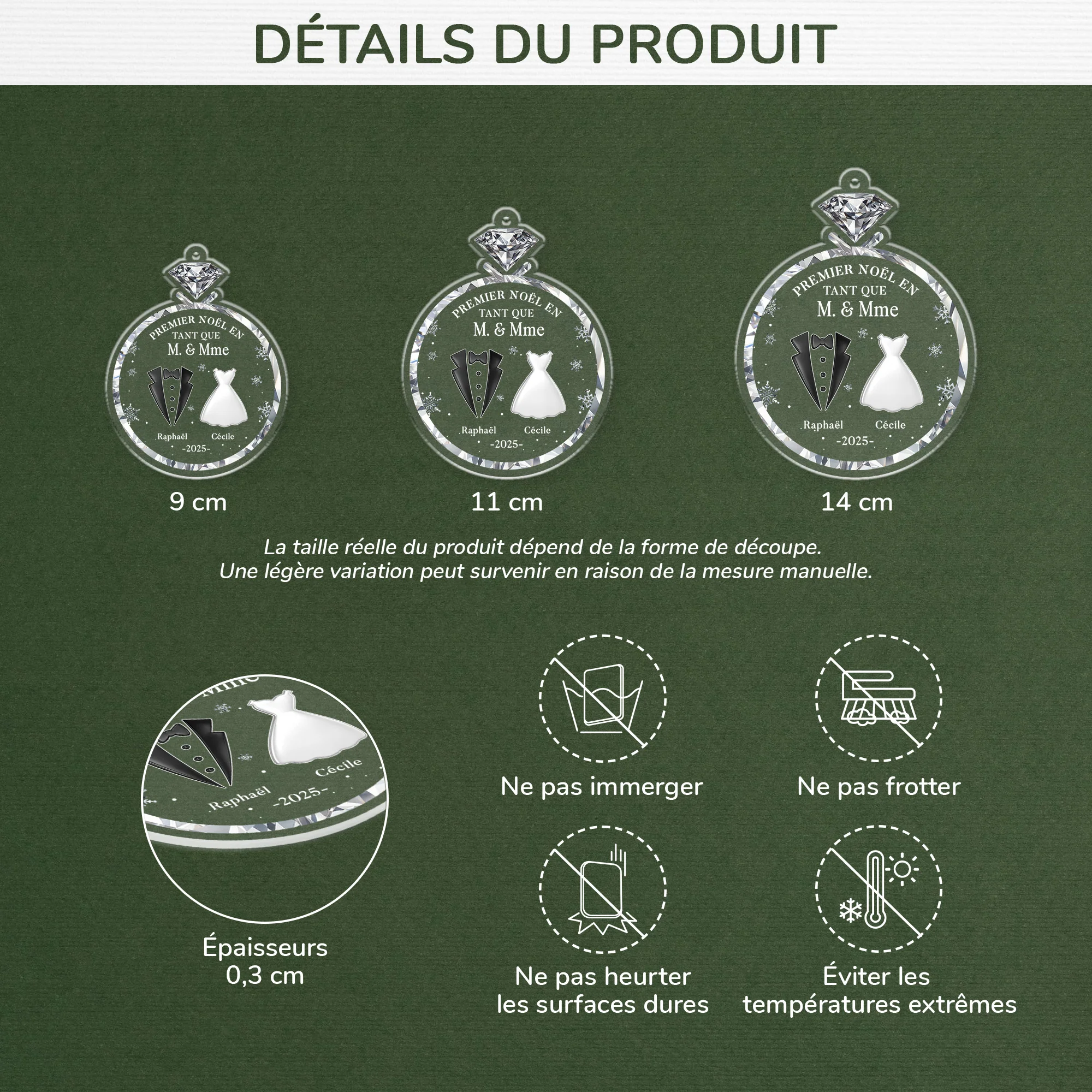 Ornement Acrylique Personnalisé Mariage - Une Bague Pour Premier Noël - Image 3