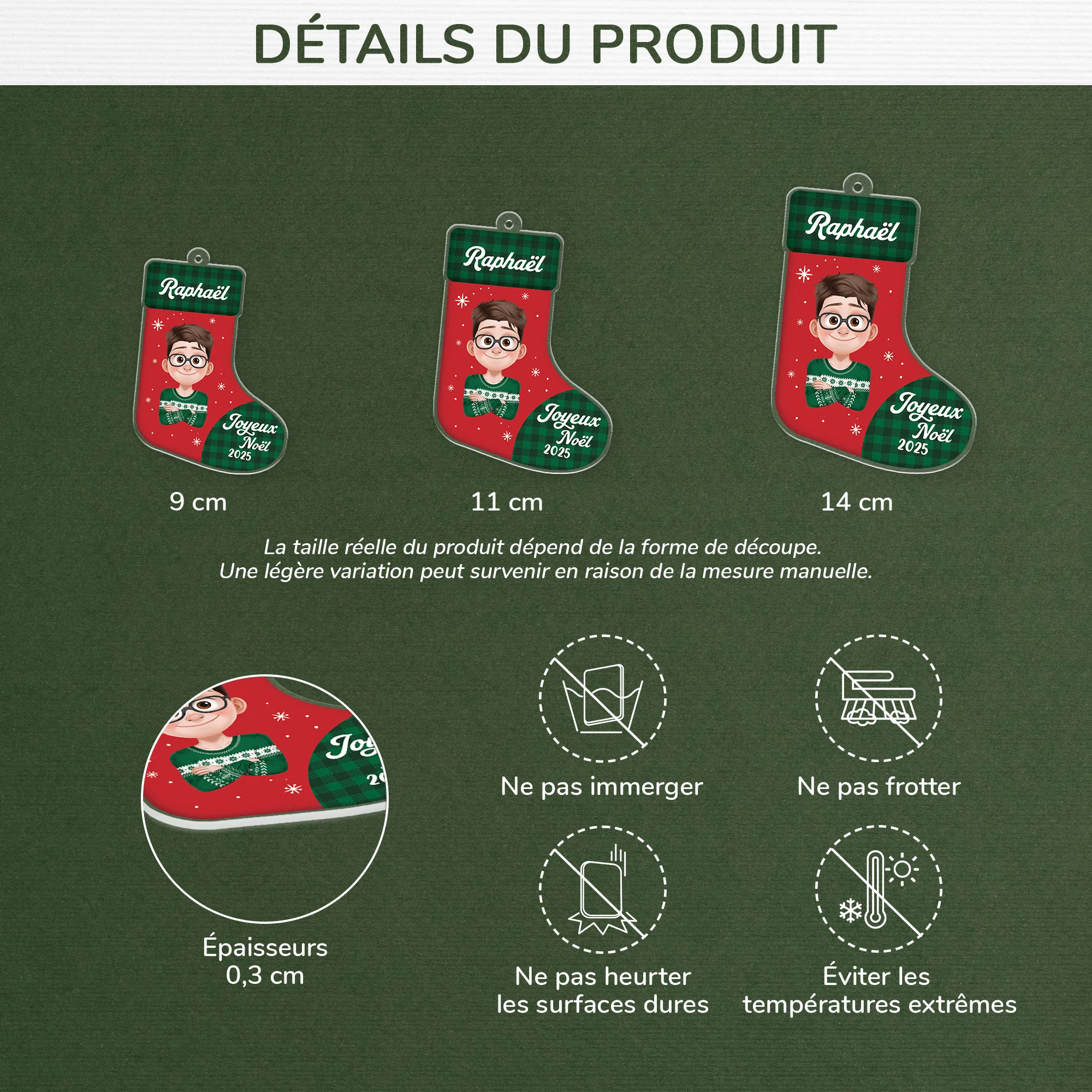 Ornement Acrylique Personnalisé Pour Femme Et Homme - Joyeux Noël - Image 3