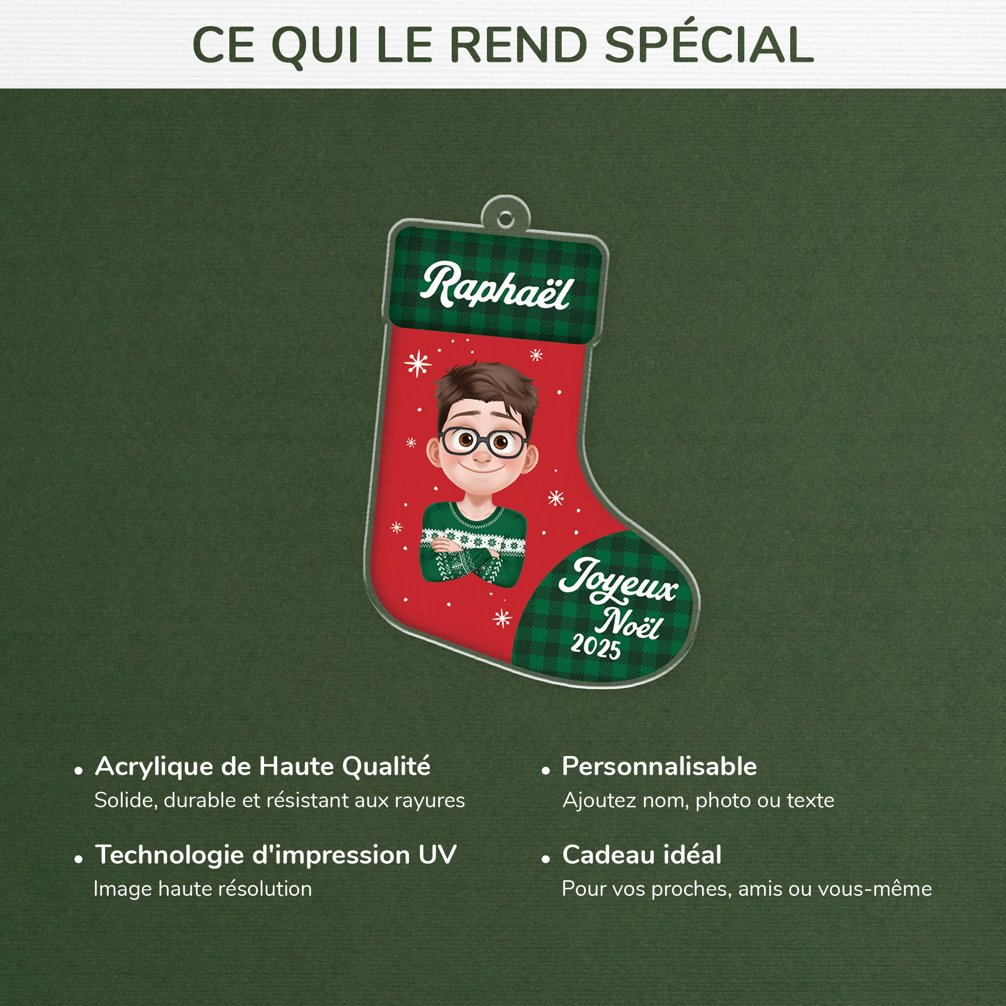 Ornement Acrylique Personnalisé Pour Femme Et Homme - Joyeux Noël - Image 4