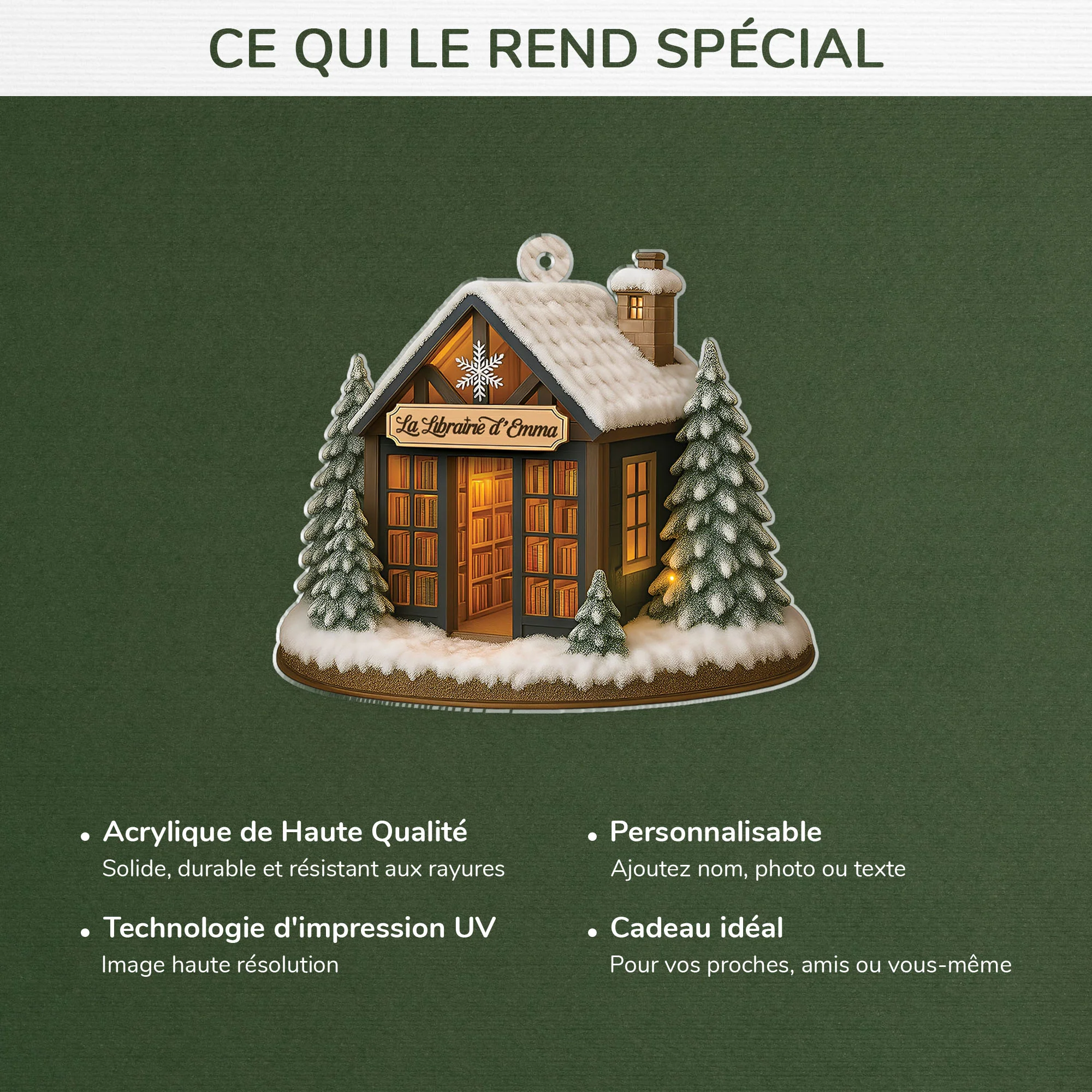 Ornement Acrylique Personnalisé Pour Les Amoureux Des Livres Femme Et Homme - Ma Librairie - Image 4