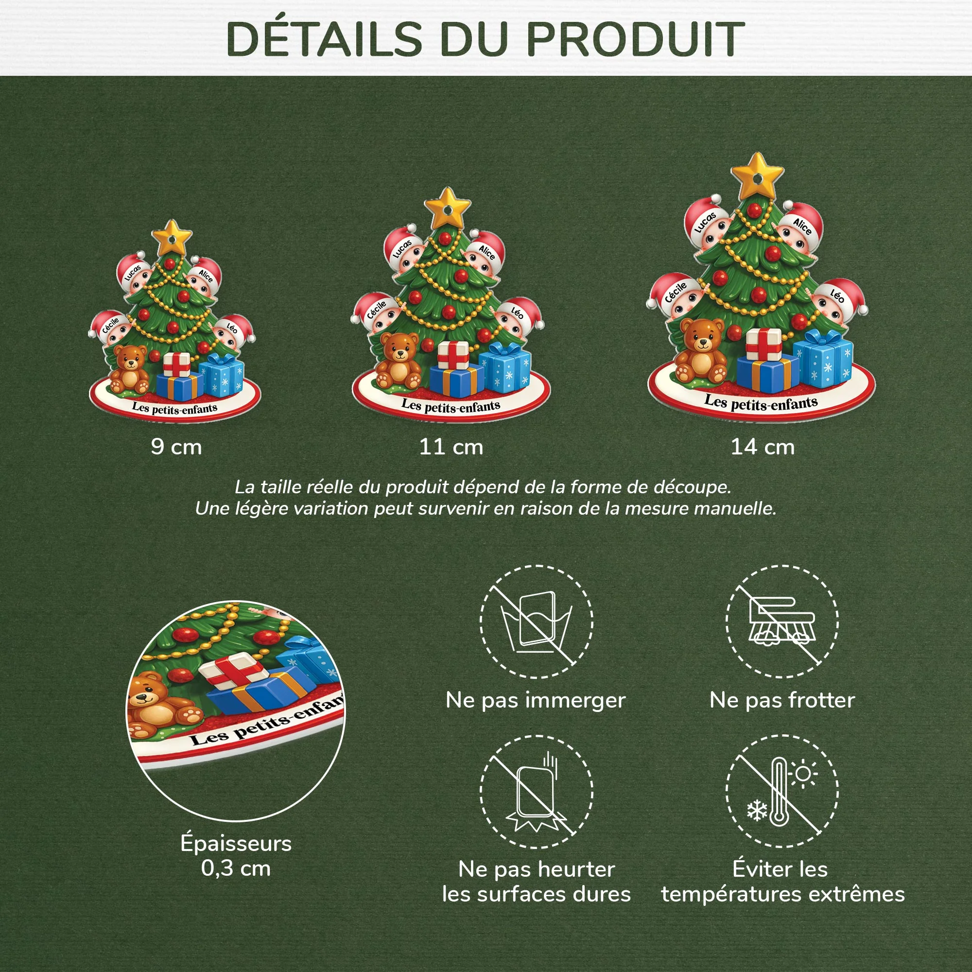 Ornement Acrylique Personnalisé - Sapin De Noël Avec Petits-enfants - Image 3