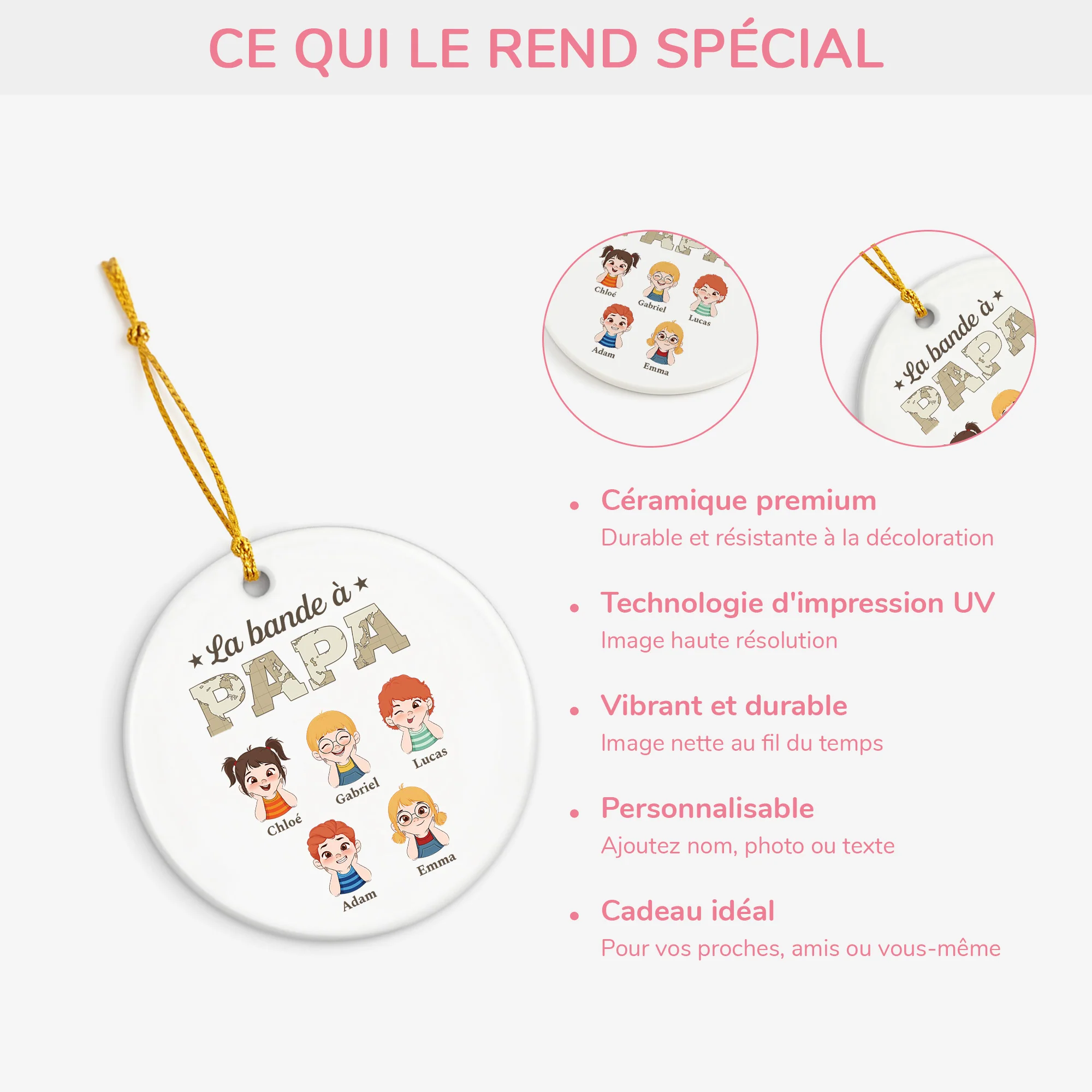 Ornement Céramique Blanc Personnalisé - La Bande À Papa - Image 4