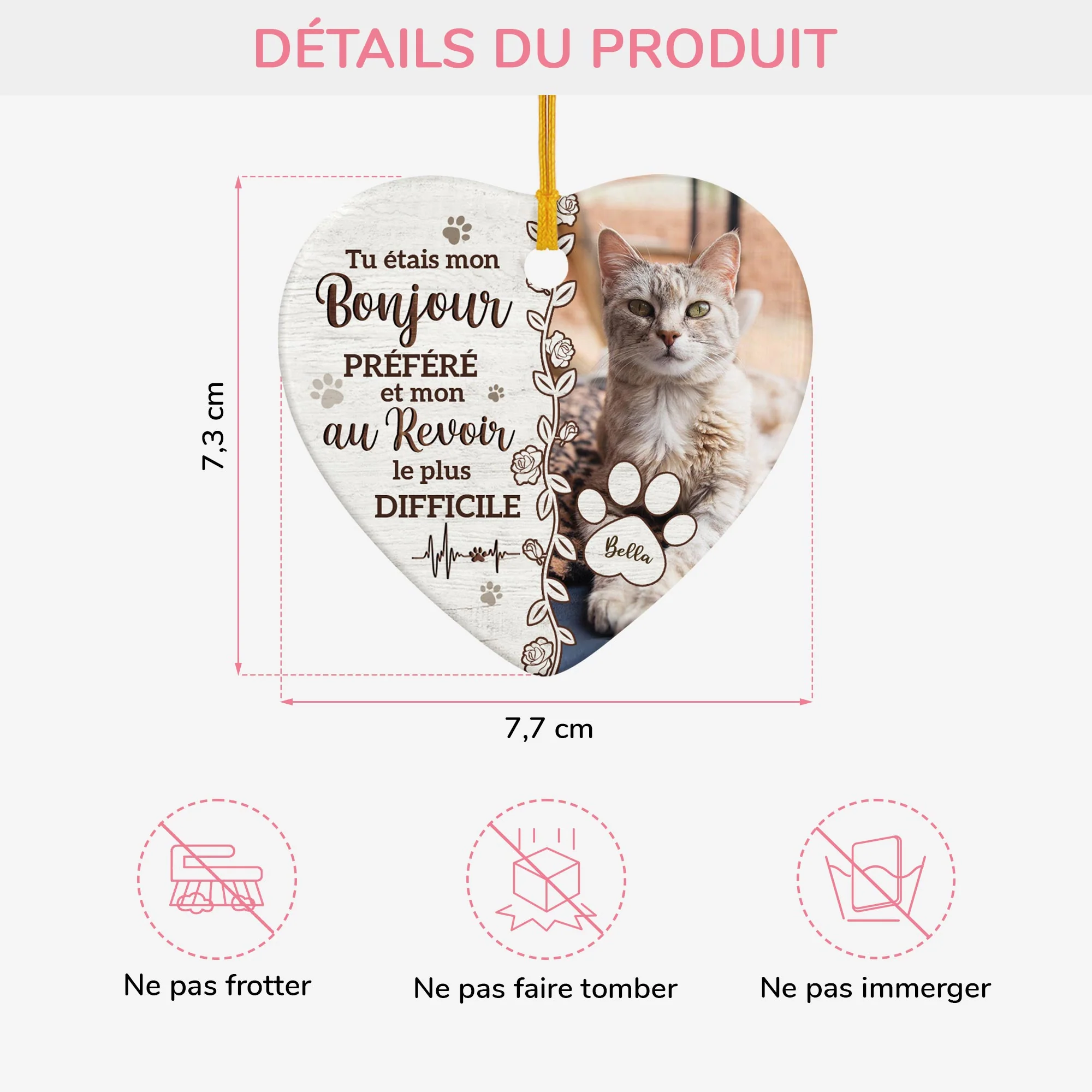 Ornement Céramique Commémoratif Chat Personnalisé - Si L'amour Avait Pu Te Sauver - Image 3
