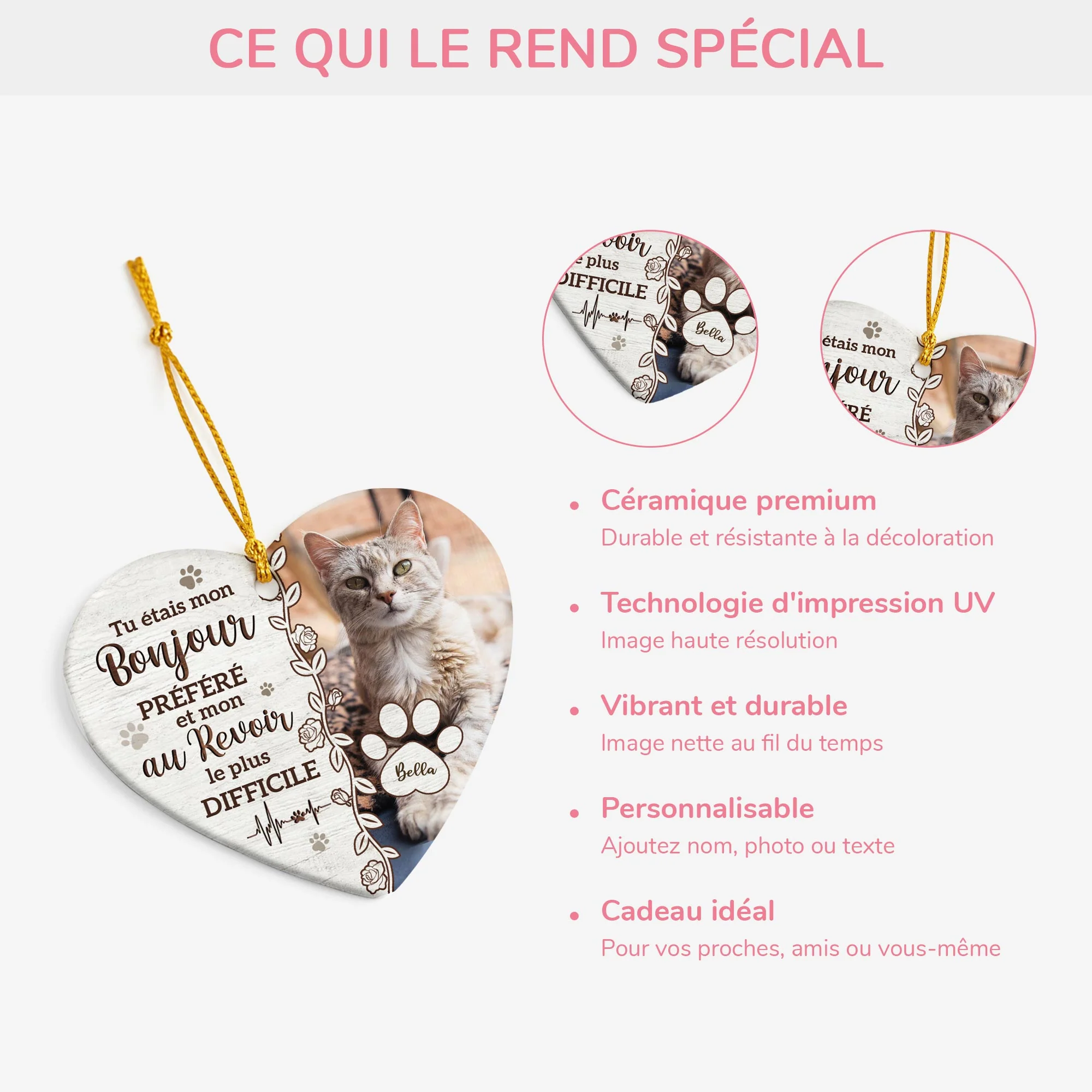 Ornement Céramique Commémoratif Chat Personnalisé - Si L'amour Avait Pu Te Sauver - Image 4