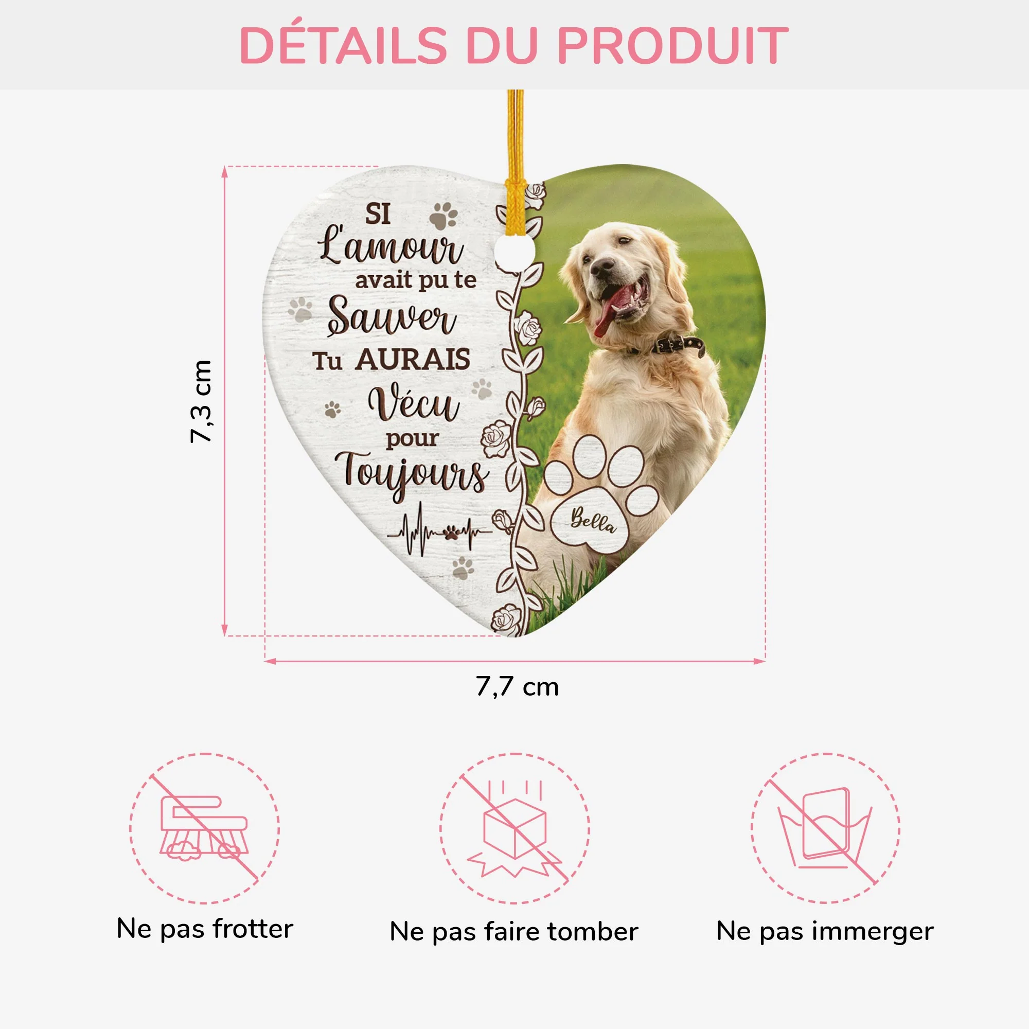 Ornement Céramique Commémoratif Chien Personnalisé - Si L'amour Avait Pu Te Sauver - Image 3