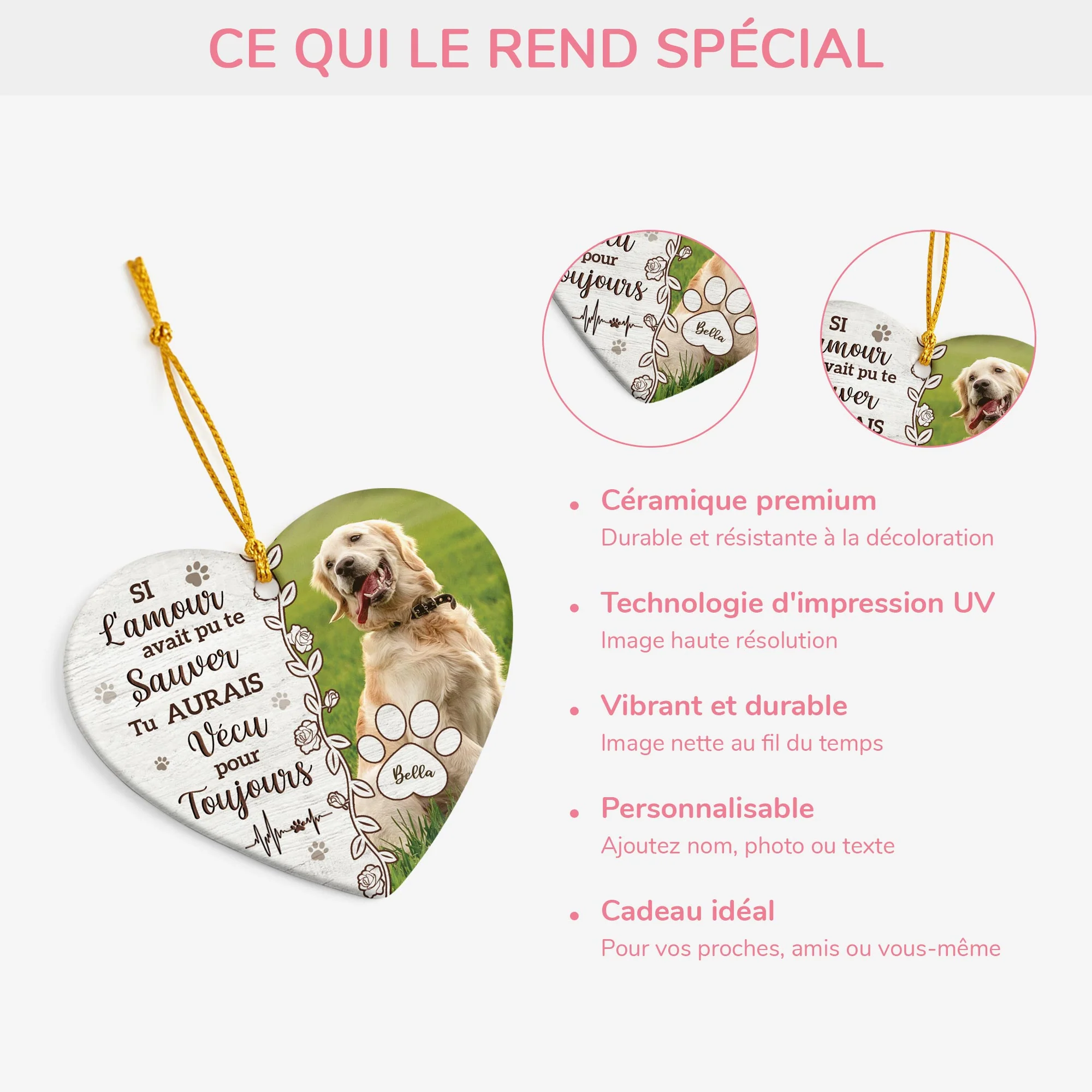 Ornement Céramique Commémoratif Chien Personnalisé - Si L'amour Avait Pu Te Sauver - Image 4