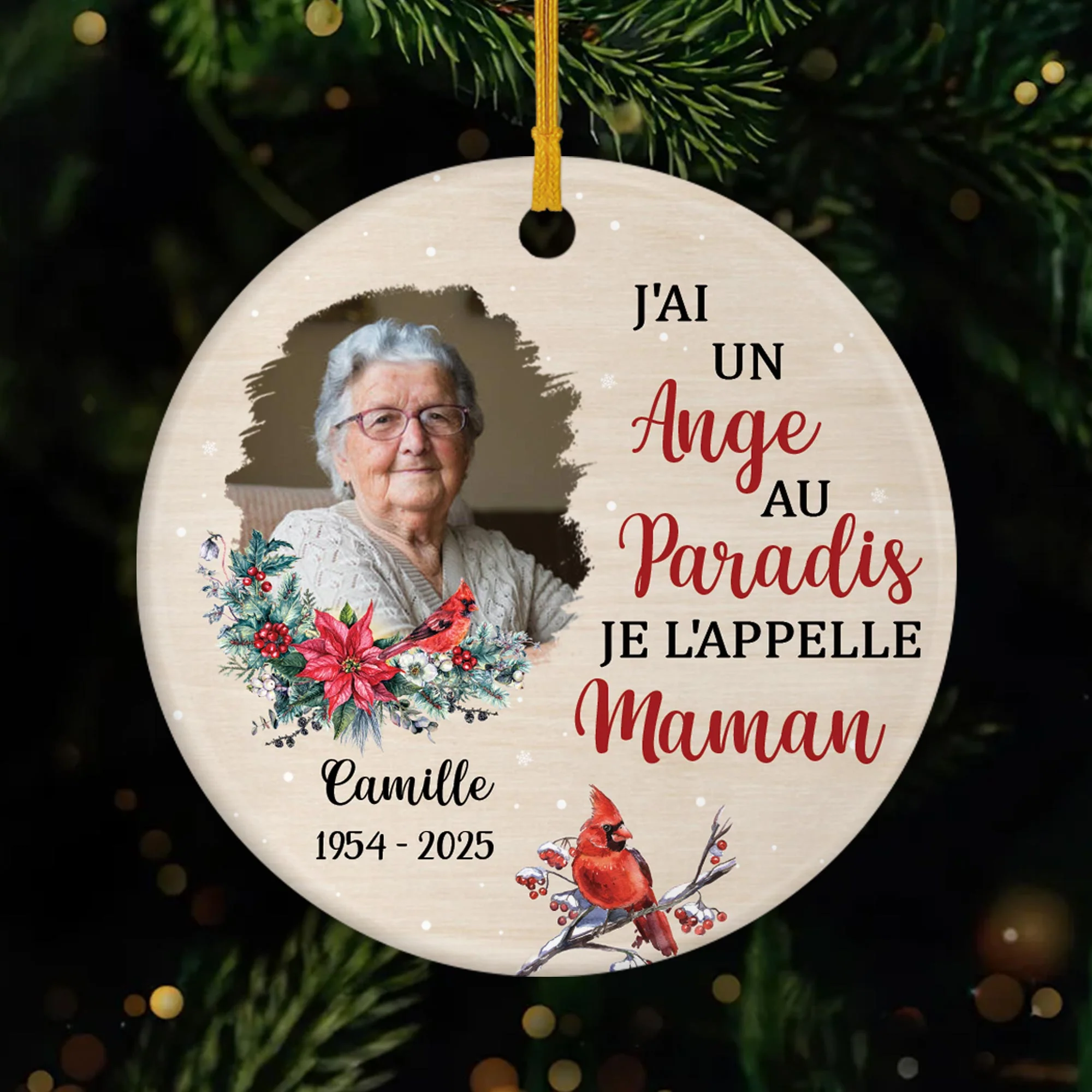 Ornement Céramique Commémoratif Personnalisé - J'ai Un Ange Au Paradis Je L'appelle Maman