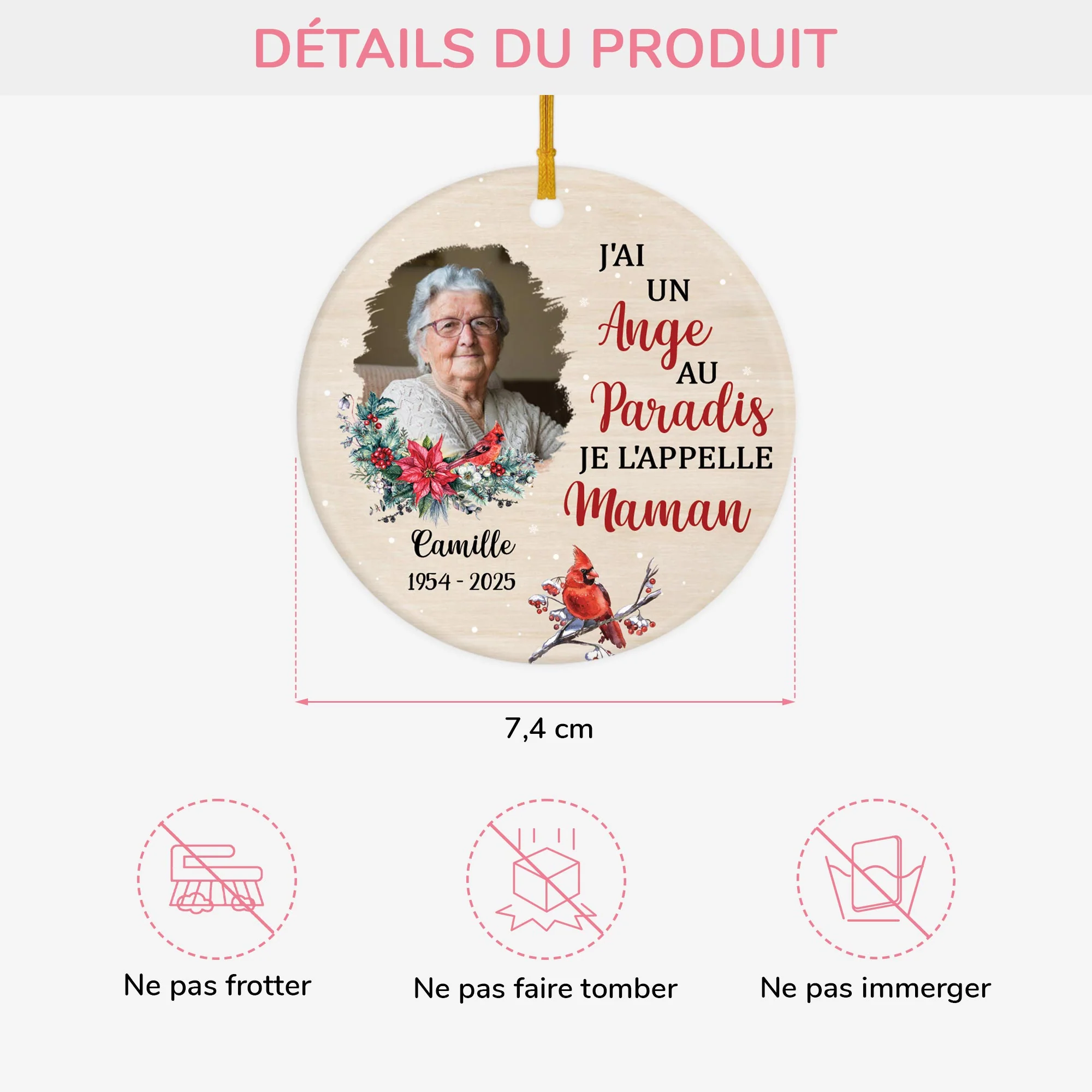 Ornement Céramique Commémoratif Personnalisé - J'ai Un Ange Au Paradis Je L'appelle Maman - Image 3