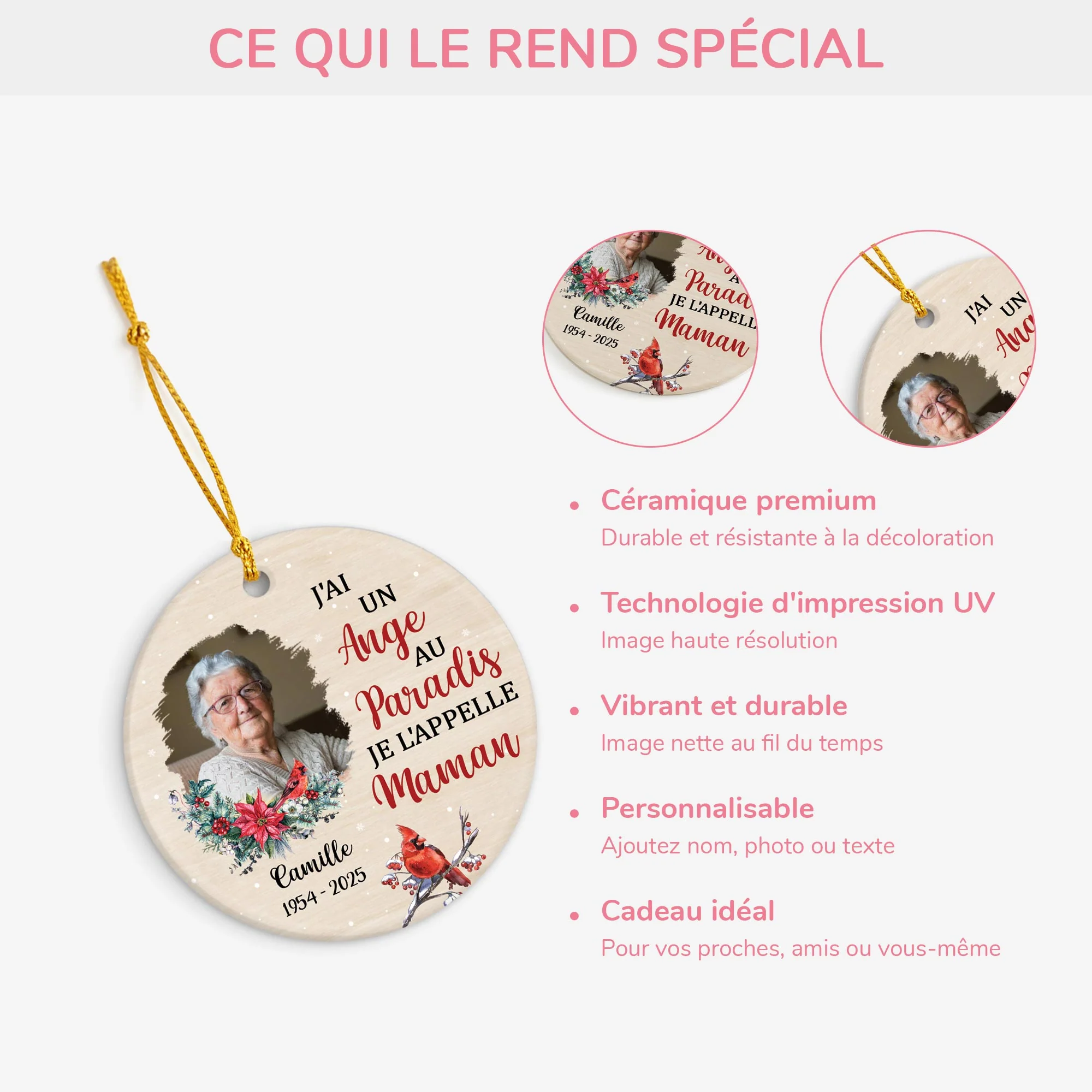 Ornement Céramique Commémoratif Personnalisé - J'ai Un Ange Au Paradis Je L'appelle Maman - Image 4