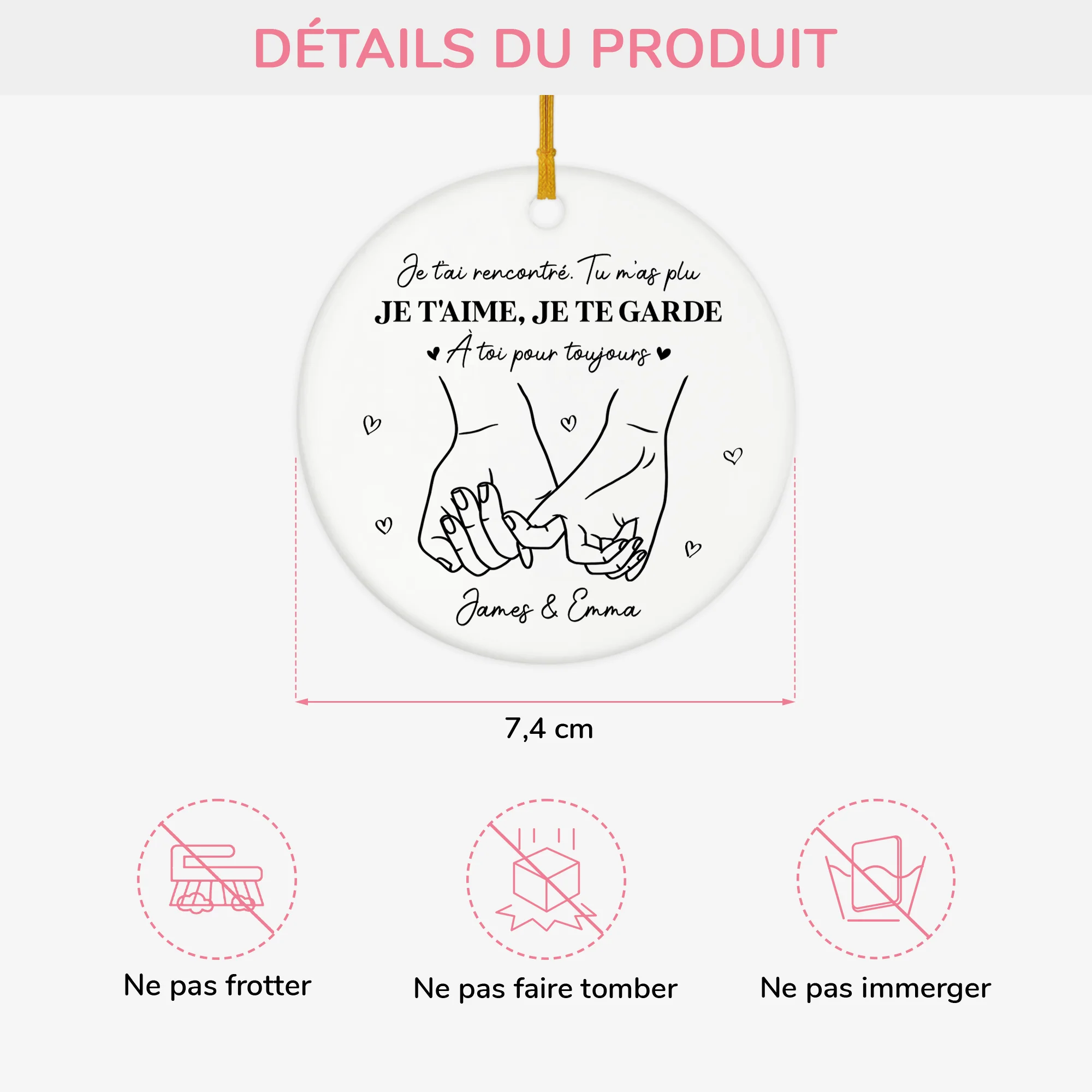 Ornement Céramique Personnalisable Pour Couple - À Toi Pour Toujours - Image 4
