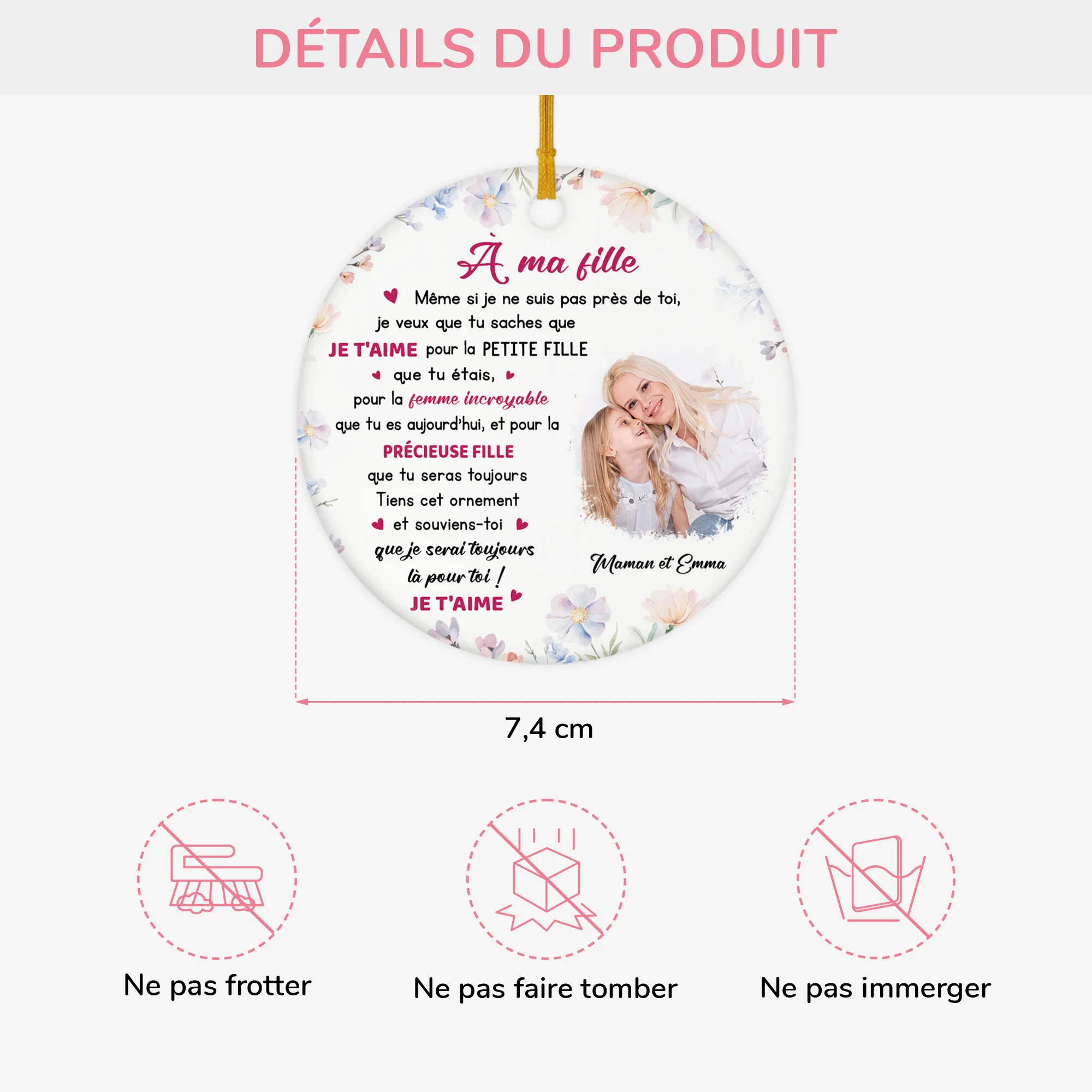 Ornement Céramique Personnalisé - À Ma Fille À Ma Petite Fille - Image 3