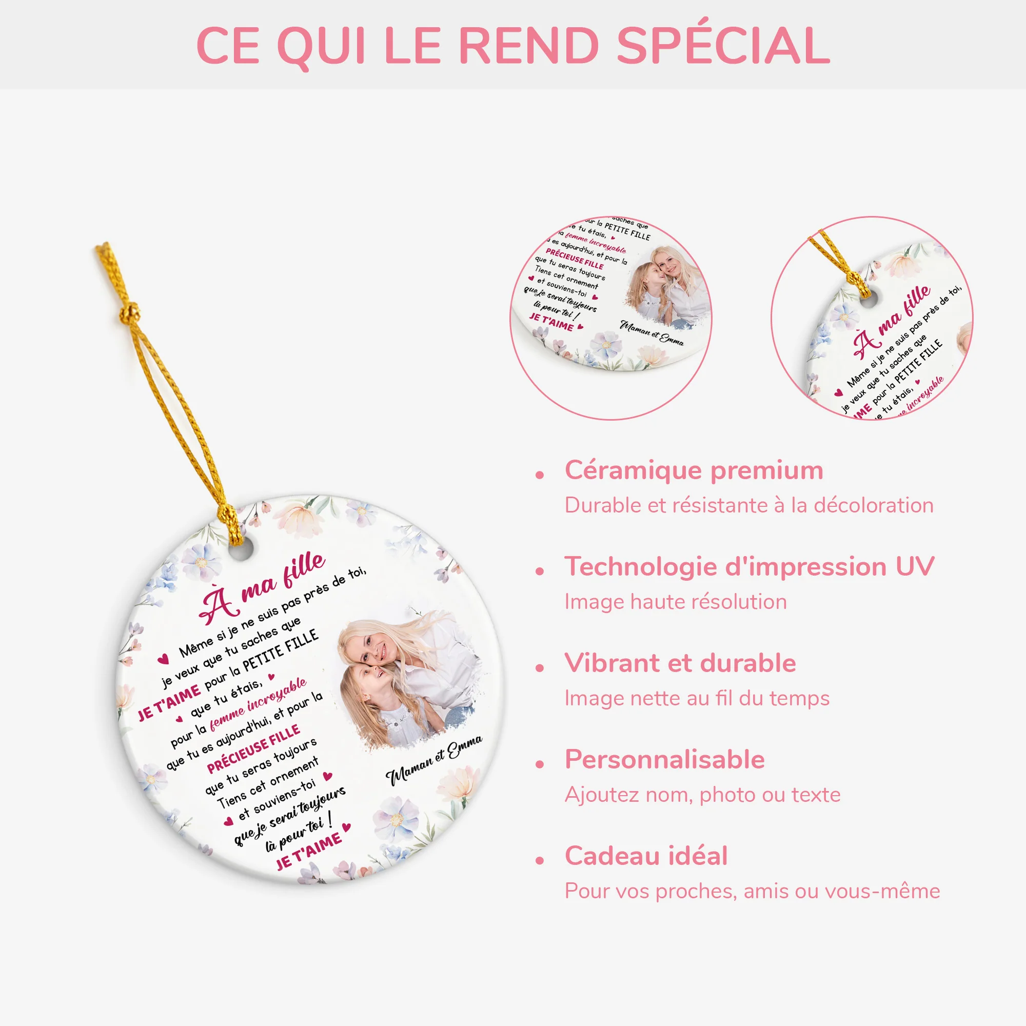 Ornement Céramique Personnalisé - À Ma Fille À Ma Petite Fille - Image 4